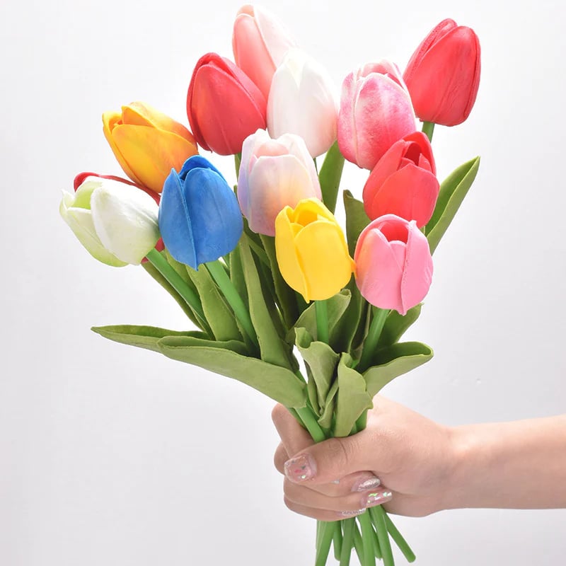 馃挀馃巵 Beautiful Artificial Real Touch Tulip Flower Stems (Bunch of 10)-Aldronix
