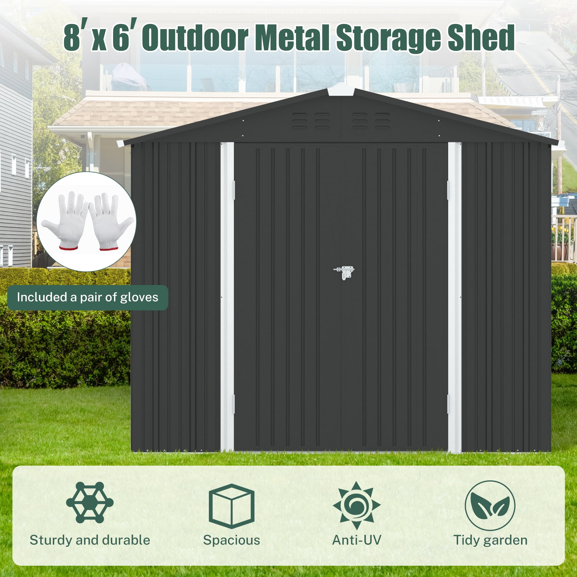 6' x 4' Outdoor Metal Storage Shed, Tools Storage Shed-Aldronix