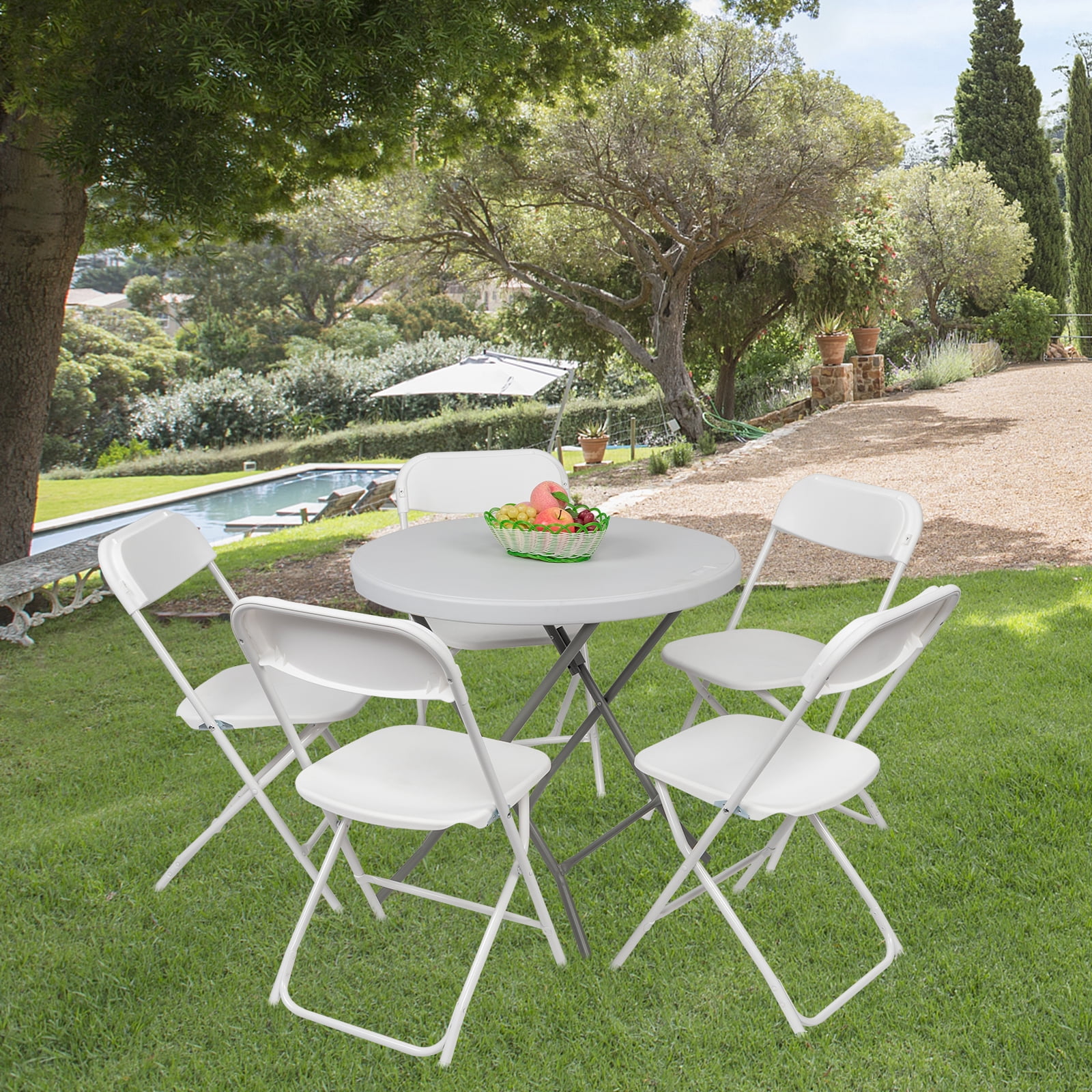 10 Pcs Folding Chairs for Wedding, Commercial Activities, White-Aldronix