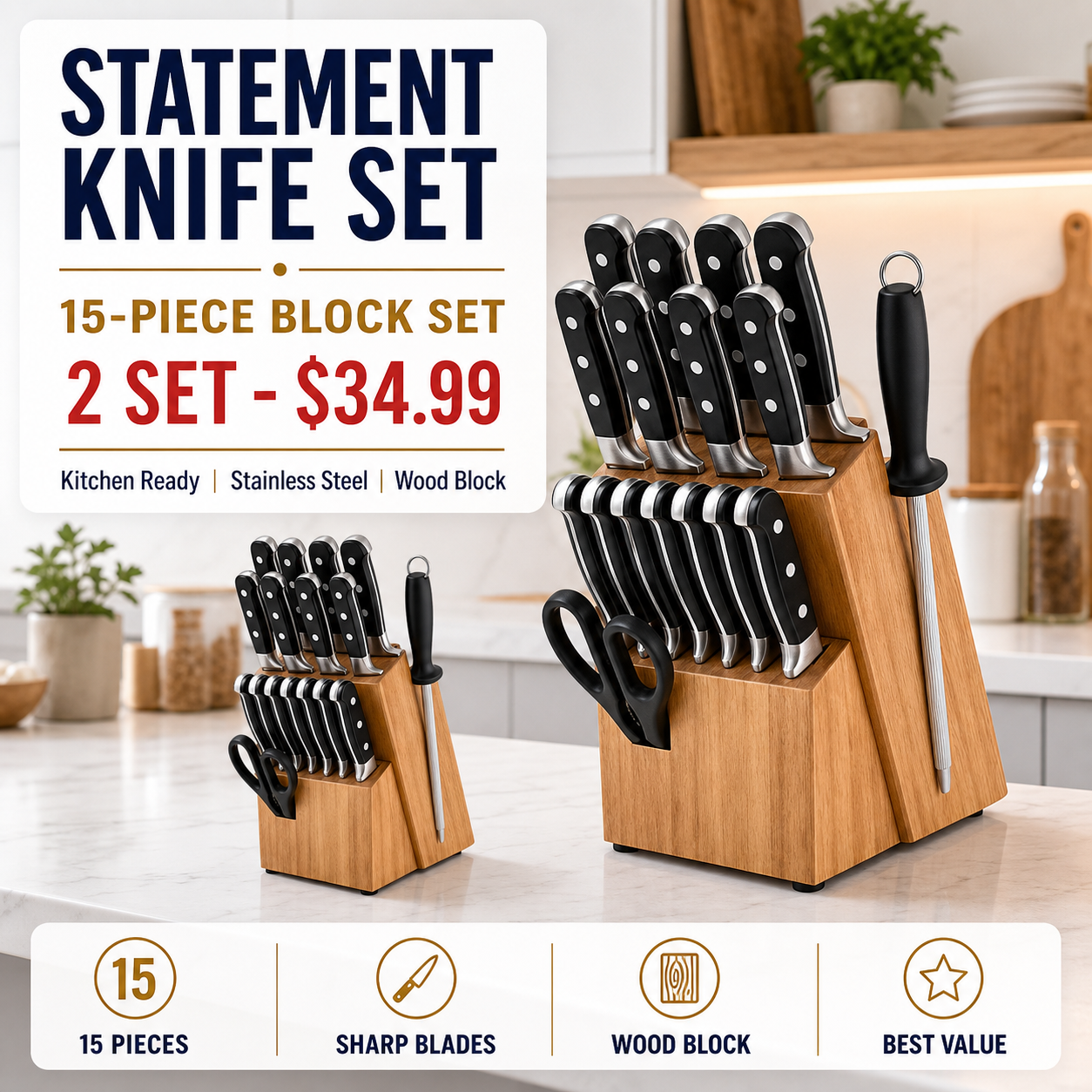 15-Piece Knife Block Set