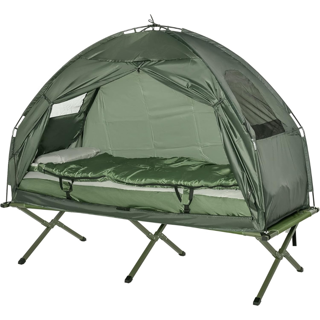 Elevated Tent with Sleeping Bag-Aldronix