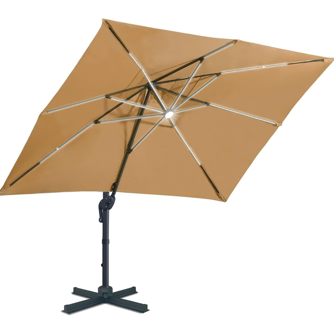 LED Solar Patio Umbrella -360°Rotation-Aldronix