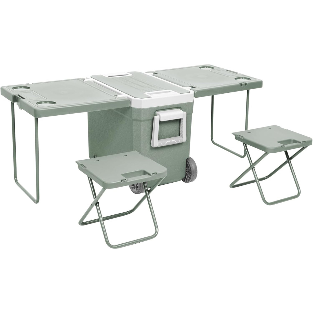 Ice Box with Table & Chairs - Portable Trolley-Aldronix