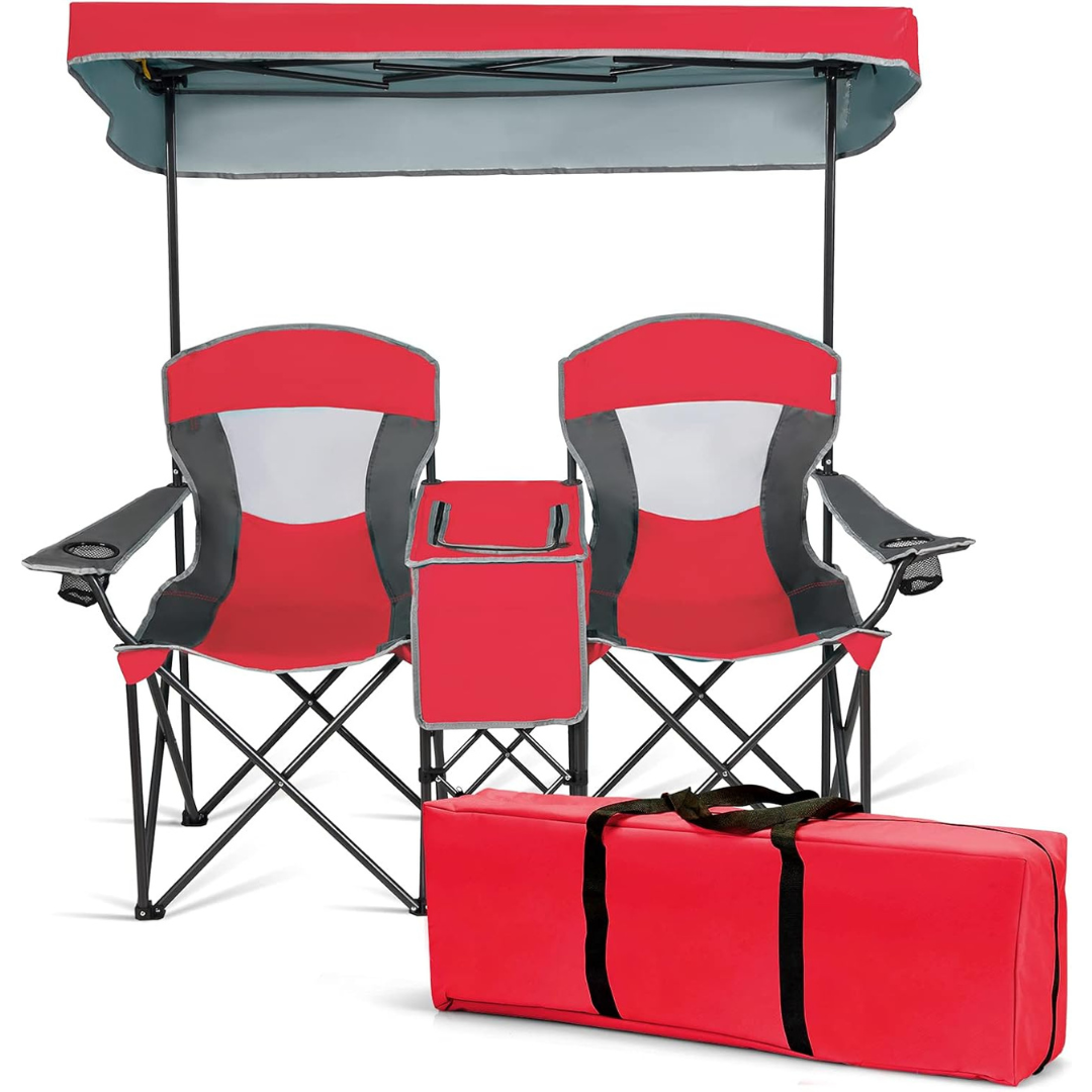 Double Camping Chair w/Shade Canopy-Aldronix