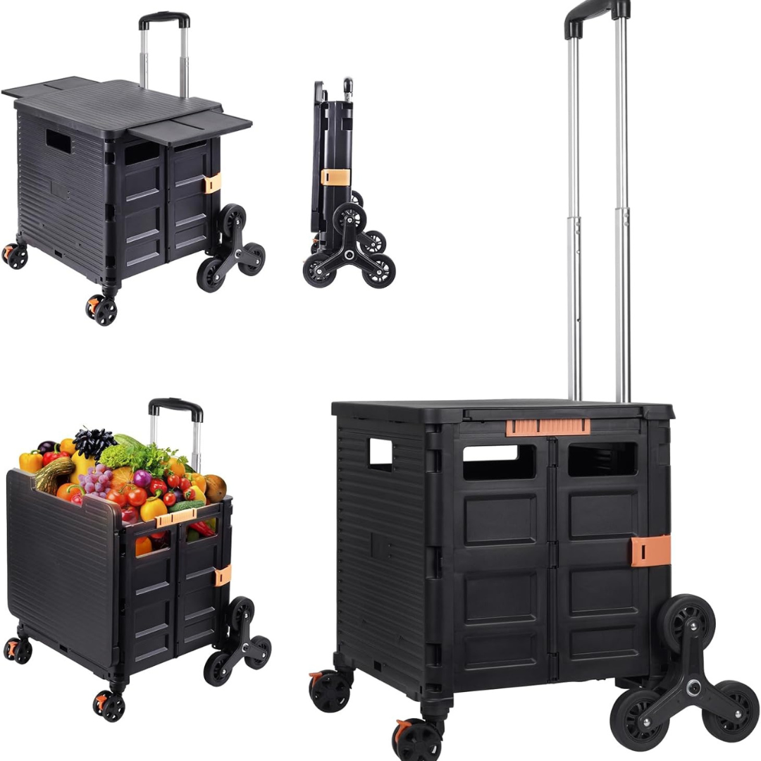 Folding Portable Rolling Crate Handcart - Heavy Duty Collapsible Basket-Aldronix