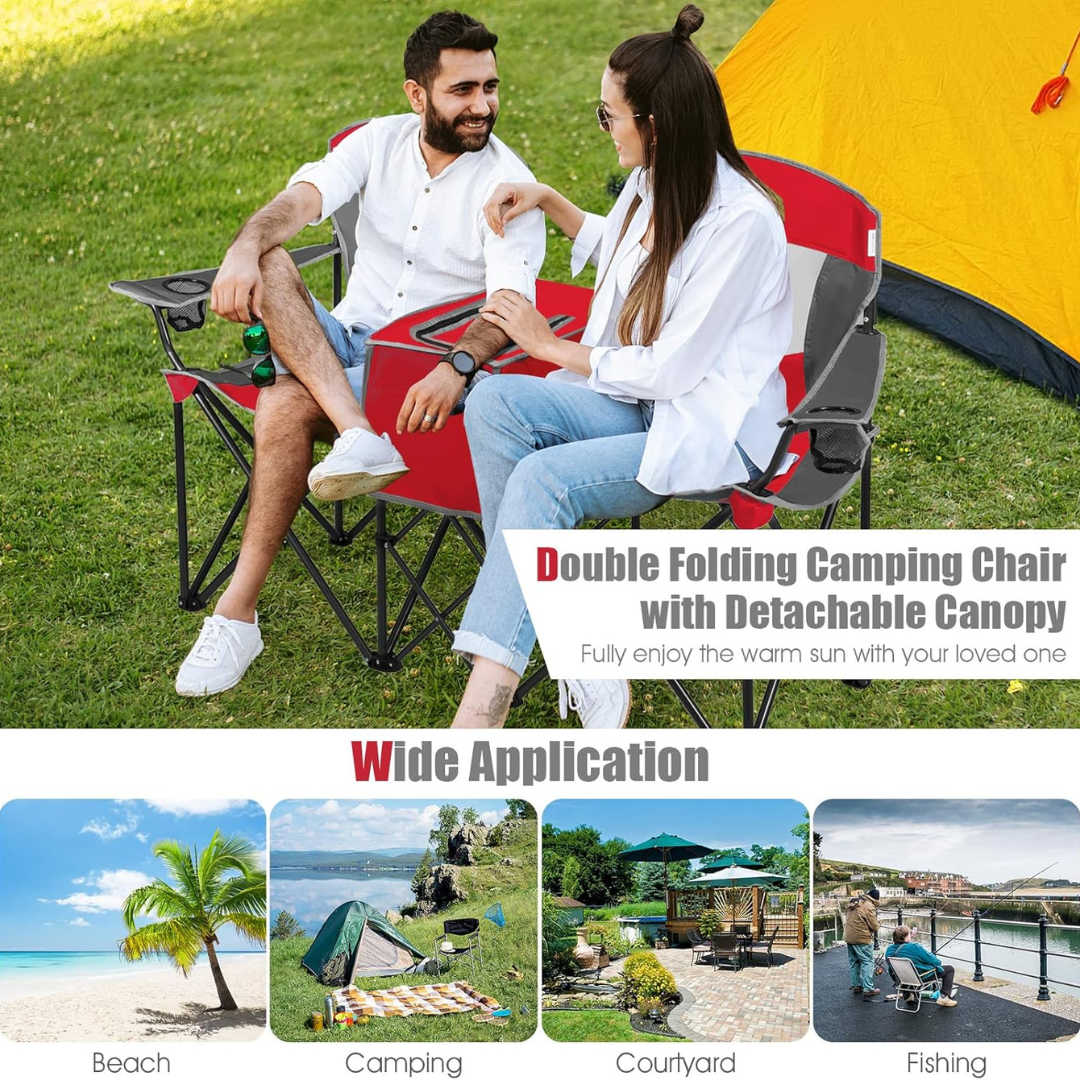 Double Camping Chair w/Shade Canopy-Aldronix