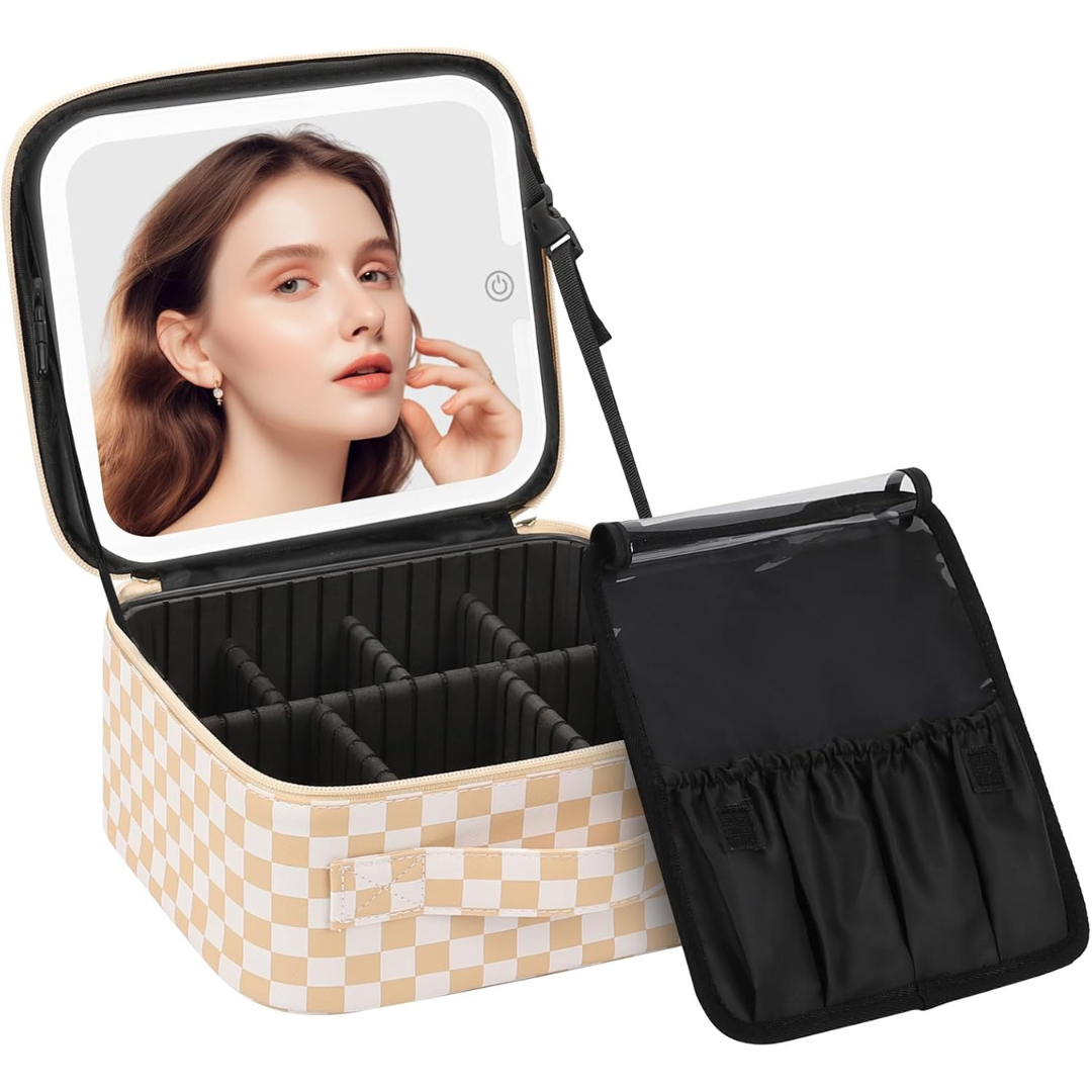 Makeup Bag with LED Mirror-Aldronix