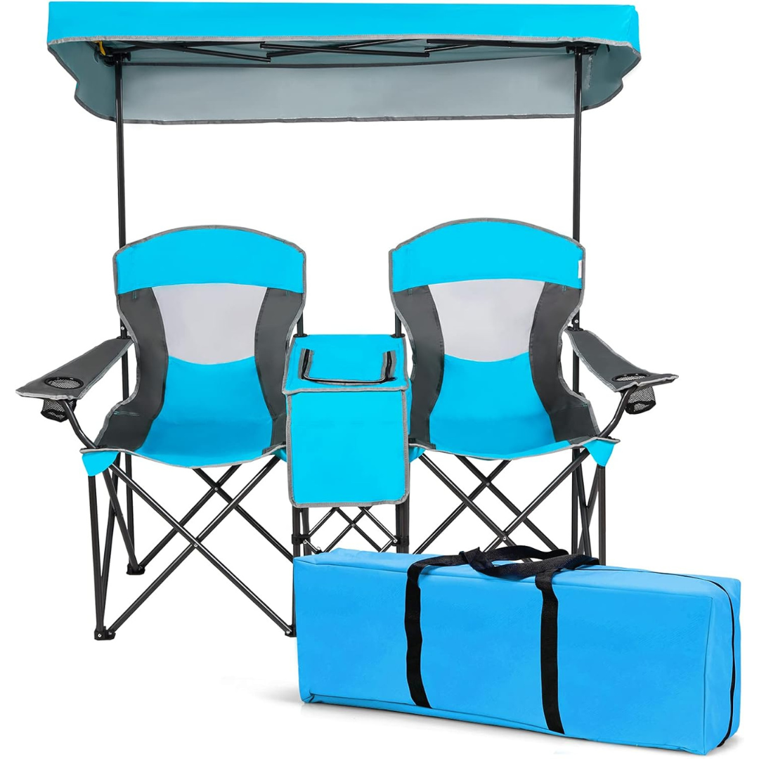 Double Camping Chair w/Shade Canopy-Aldronix