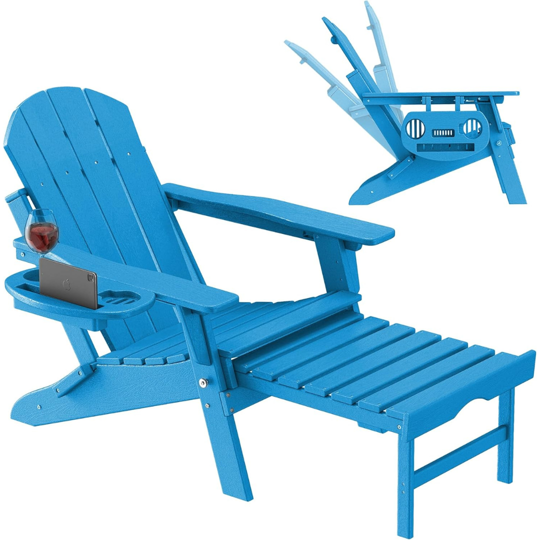 Adirondack Chair with Retractable Ottoman-Aldronix