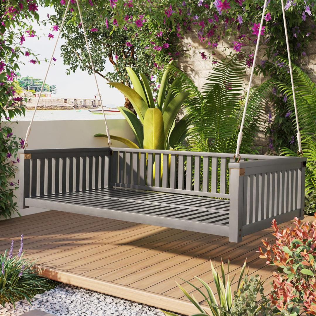 Porch Swing with Ropes for Backyard-Aldronix