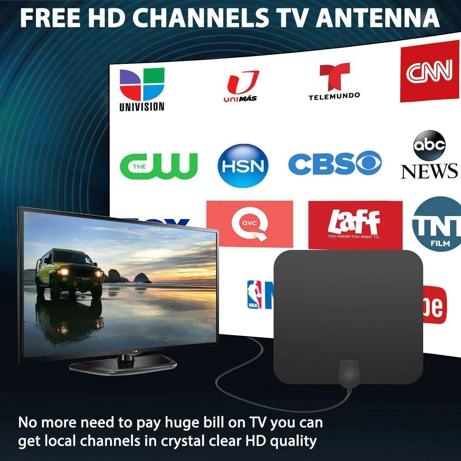 300 Miles Indoor Digital Amplified HDTV Antenna W/ Signal Booster-Aldronix