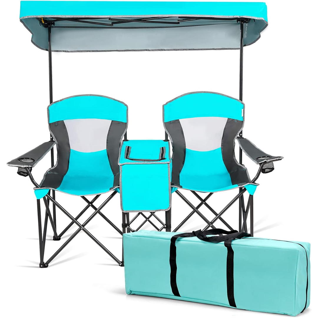 Double Camping Chair w/Shade Canopy-Aldronix