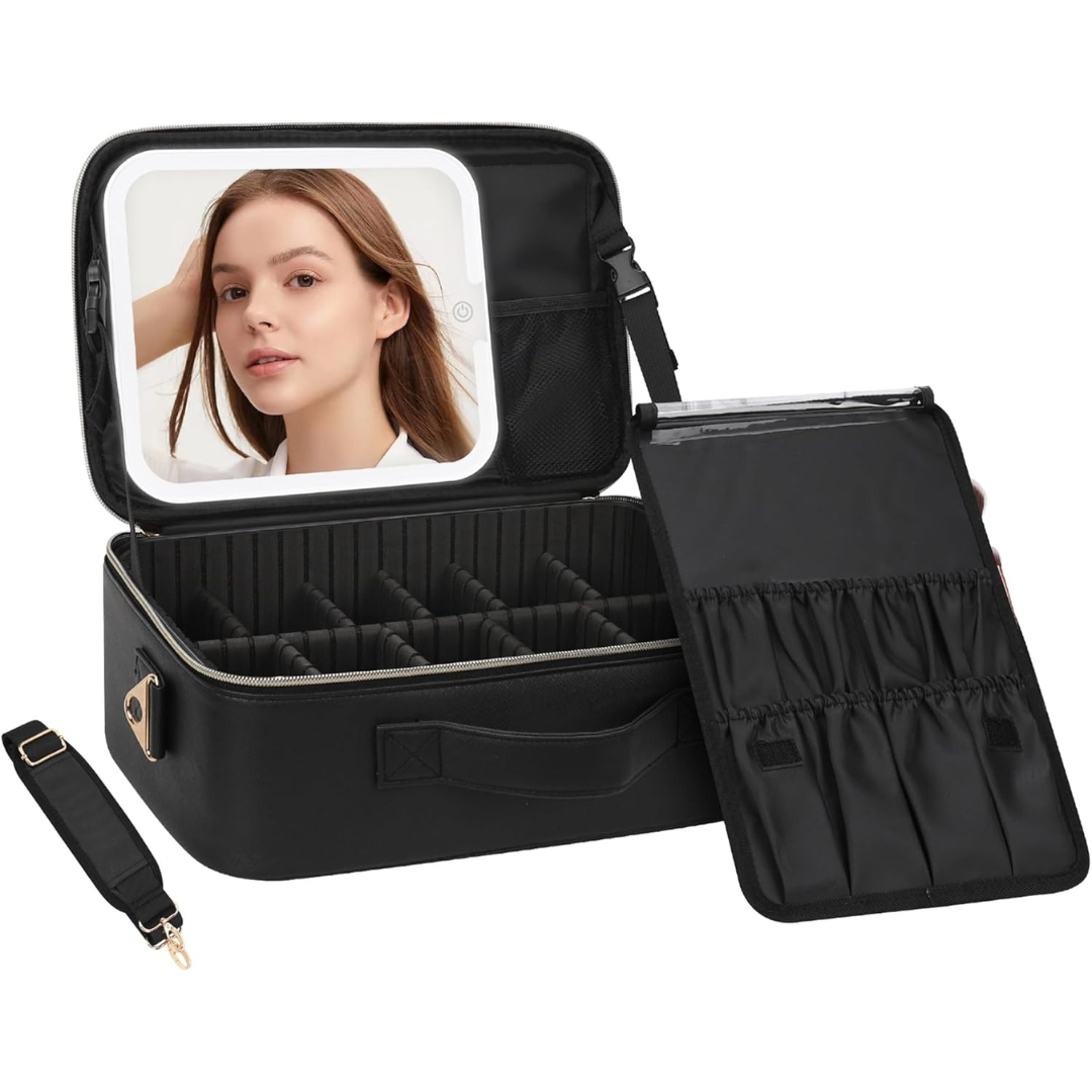 Makeup Bag with LED Mirror-Aldronix