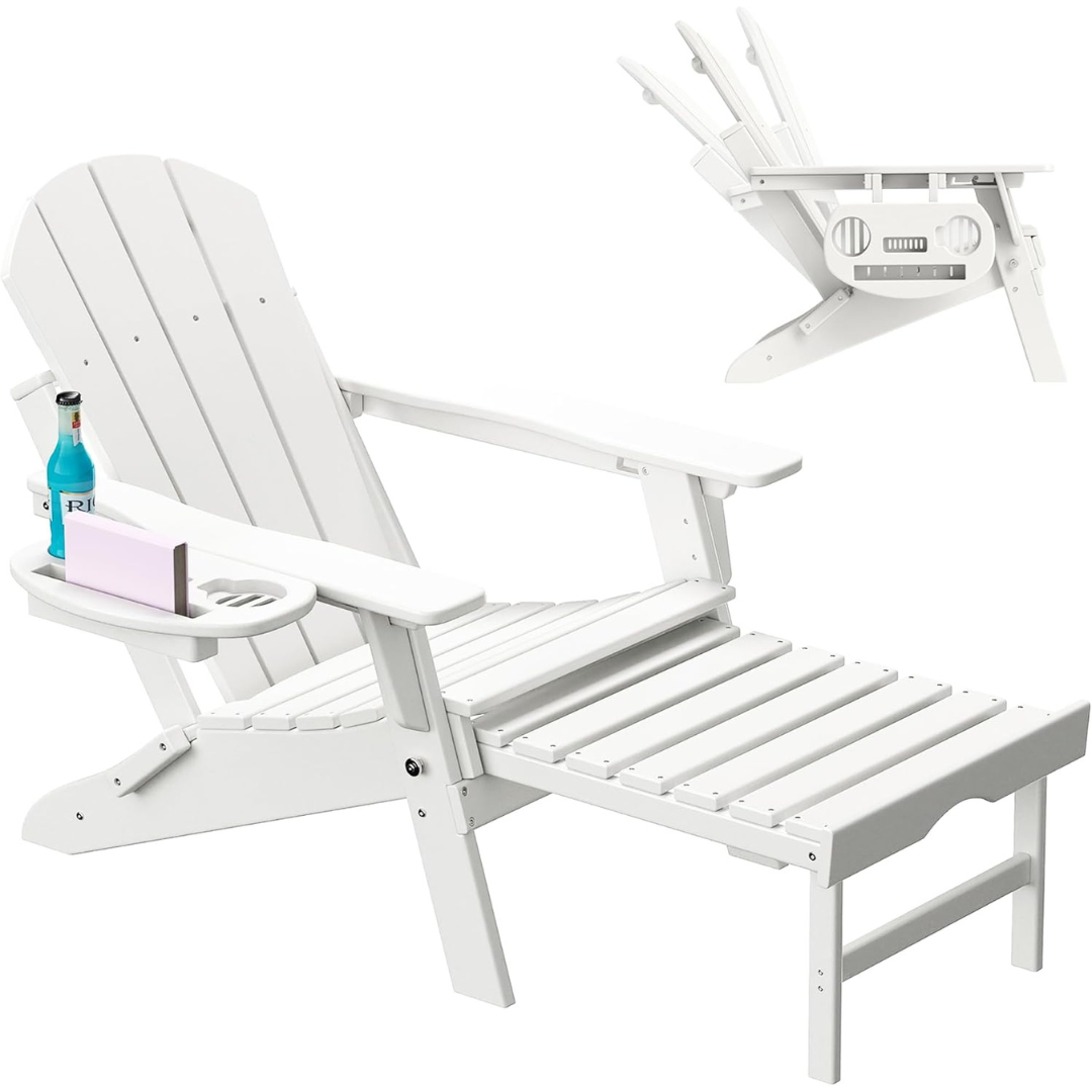 Adirondack Chair with Retractable Ottoman-Aldronix