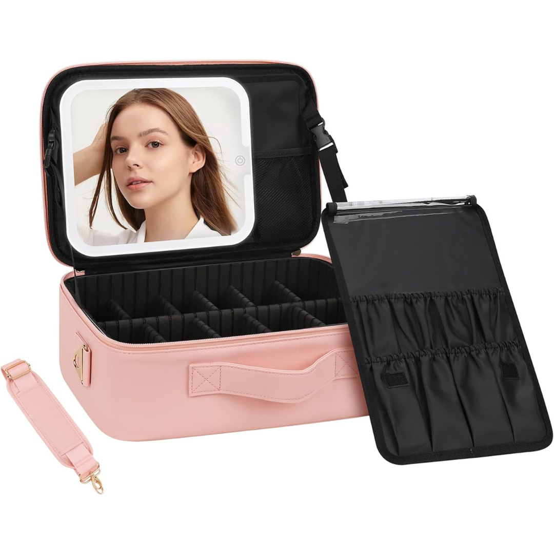 Makeup Bag with LED Mirror-Aldronix