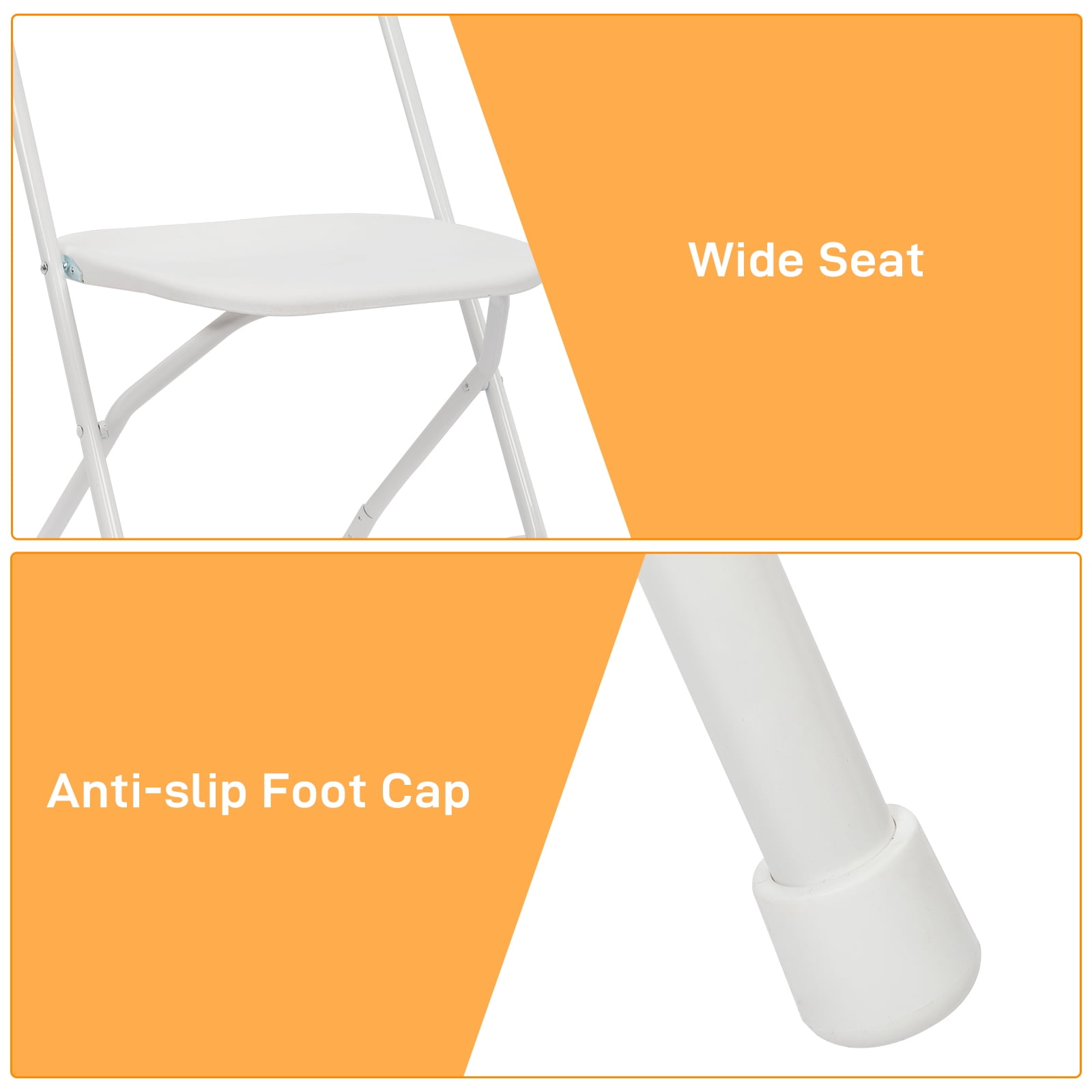 10 Pcs Folding Chairs for Wedding, Commercial Activities, White-Aldronix