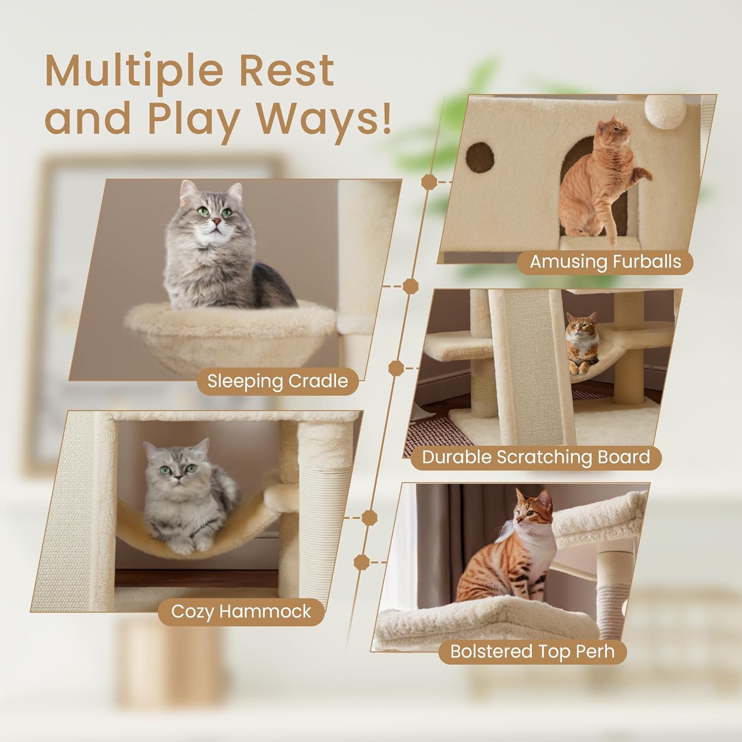 Larger Cat Tree Tower Condo for Indoor Kitties-Aldronix