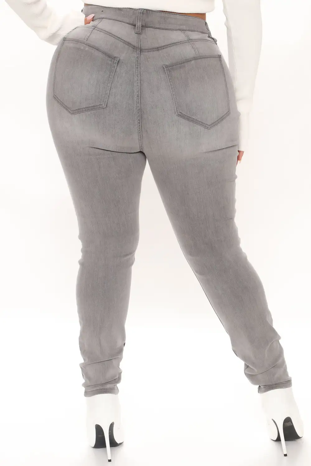 Lights Out High Rise Booty Lifting Skinny Jeans - Grey-Aldronix