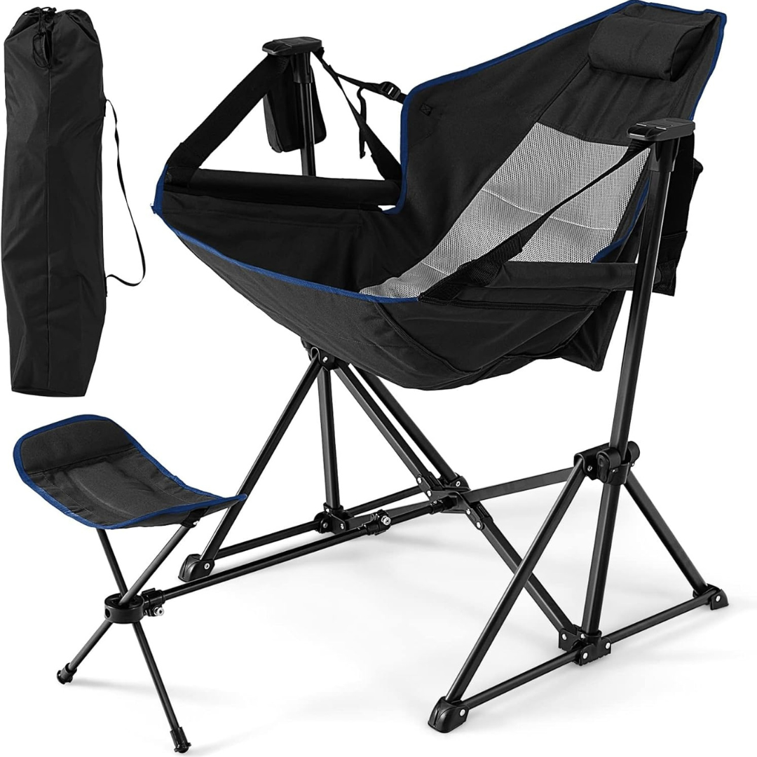 Folding Swing Chair with Retractable Footrest-Aldronix