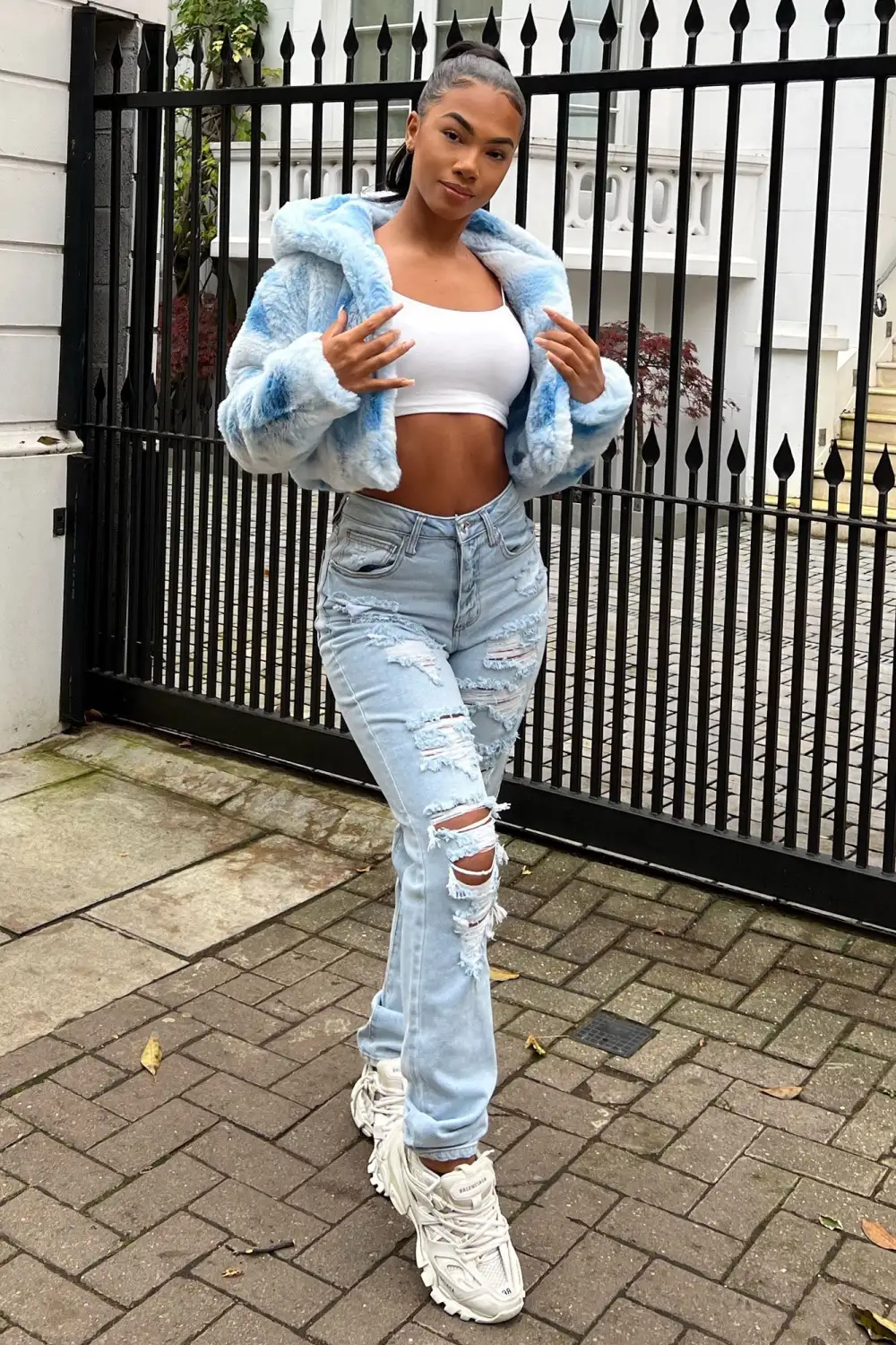 Favorite Getaway Destroyed Straight Leg Jeans - Light Blue Wash-Aldronix