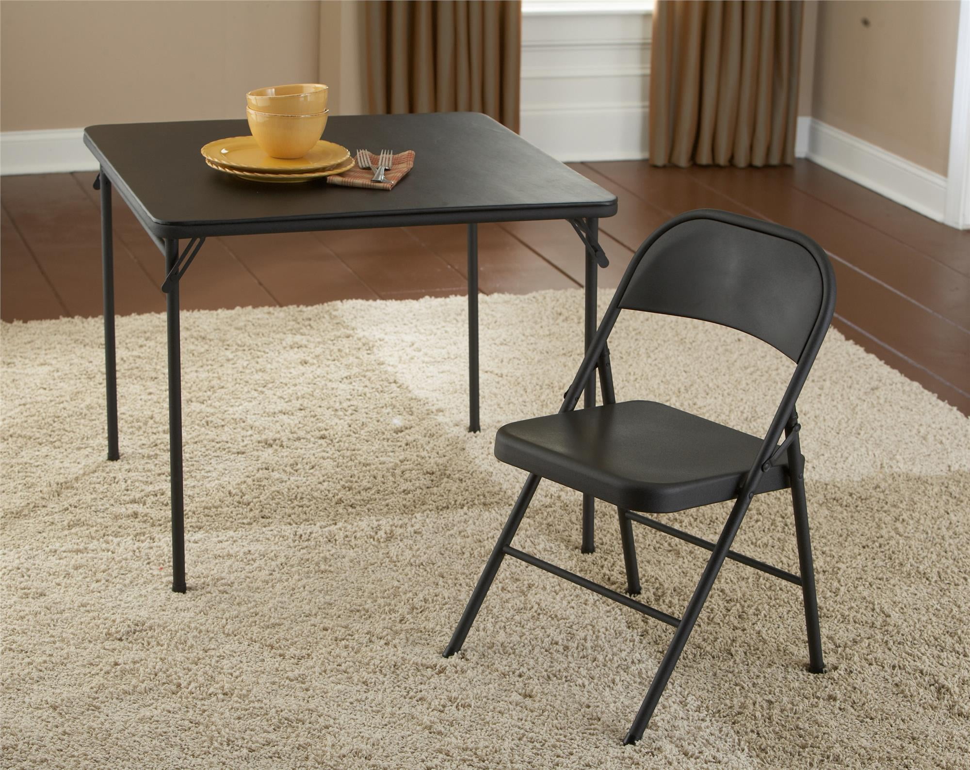 Steel Folding Chair (4 Pack), Black-Aldronix