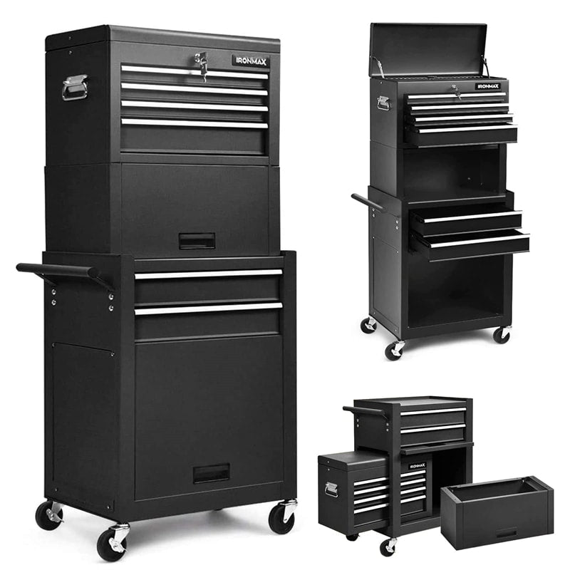 6-Drawer Rolling Tool Chest 3-in-1 Tool Storage Cabinet with Auto Locking System & Lockable Wheels-Aldronix