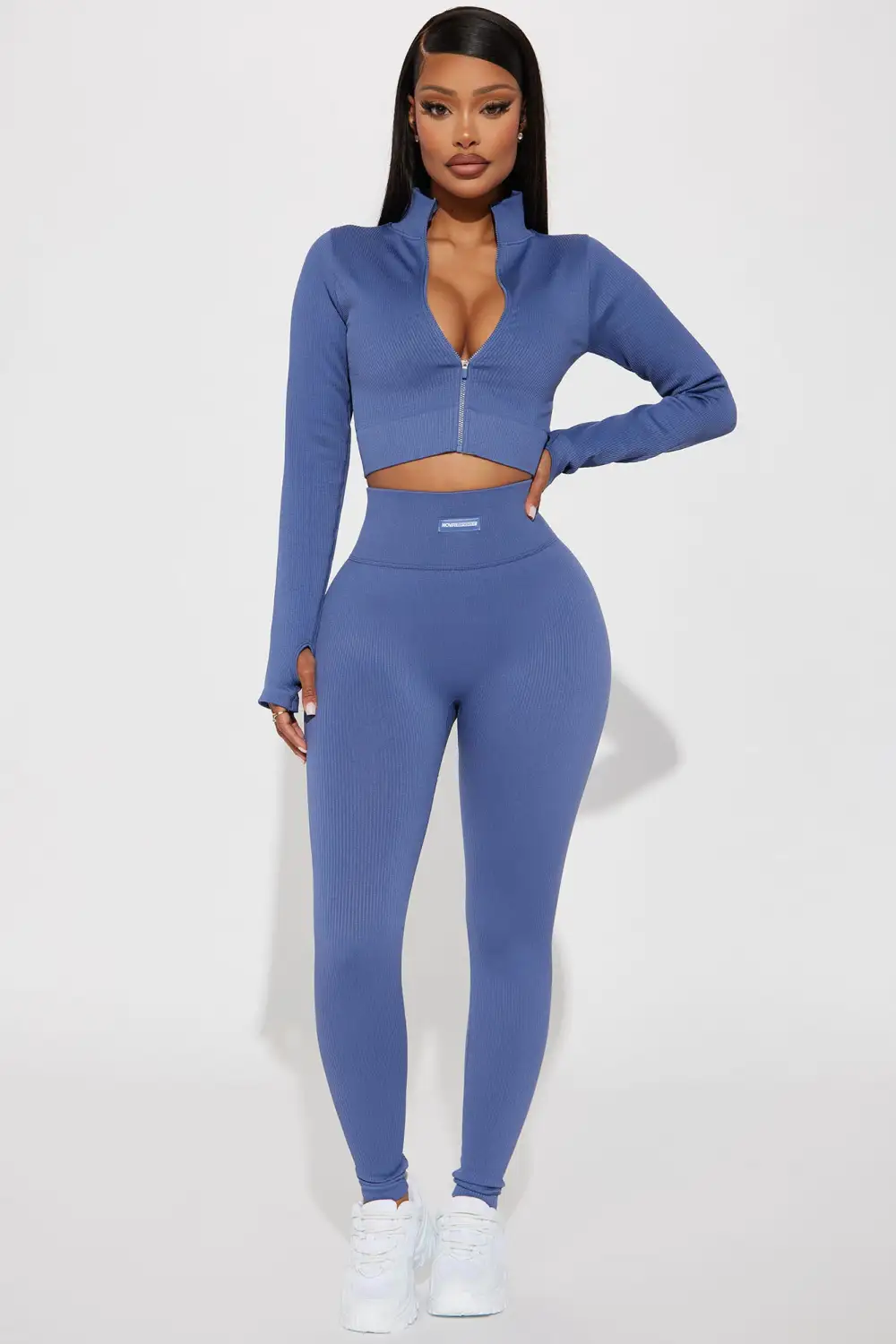 Effortless Ribbed Jacket - Slate Blue-Aldronix