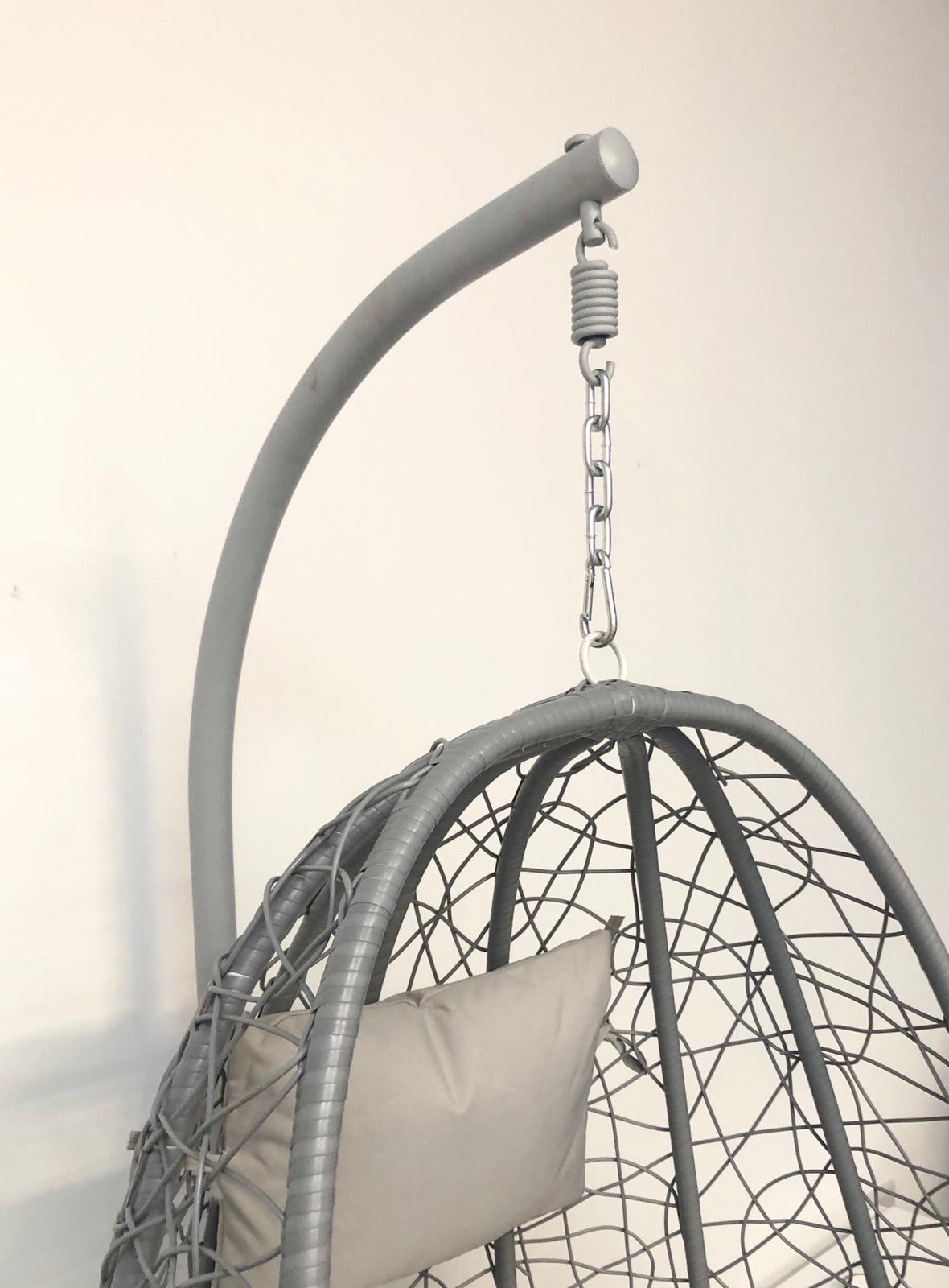 Grey hanging egg chair swing seat with circle base-Aldronix