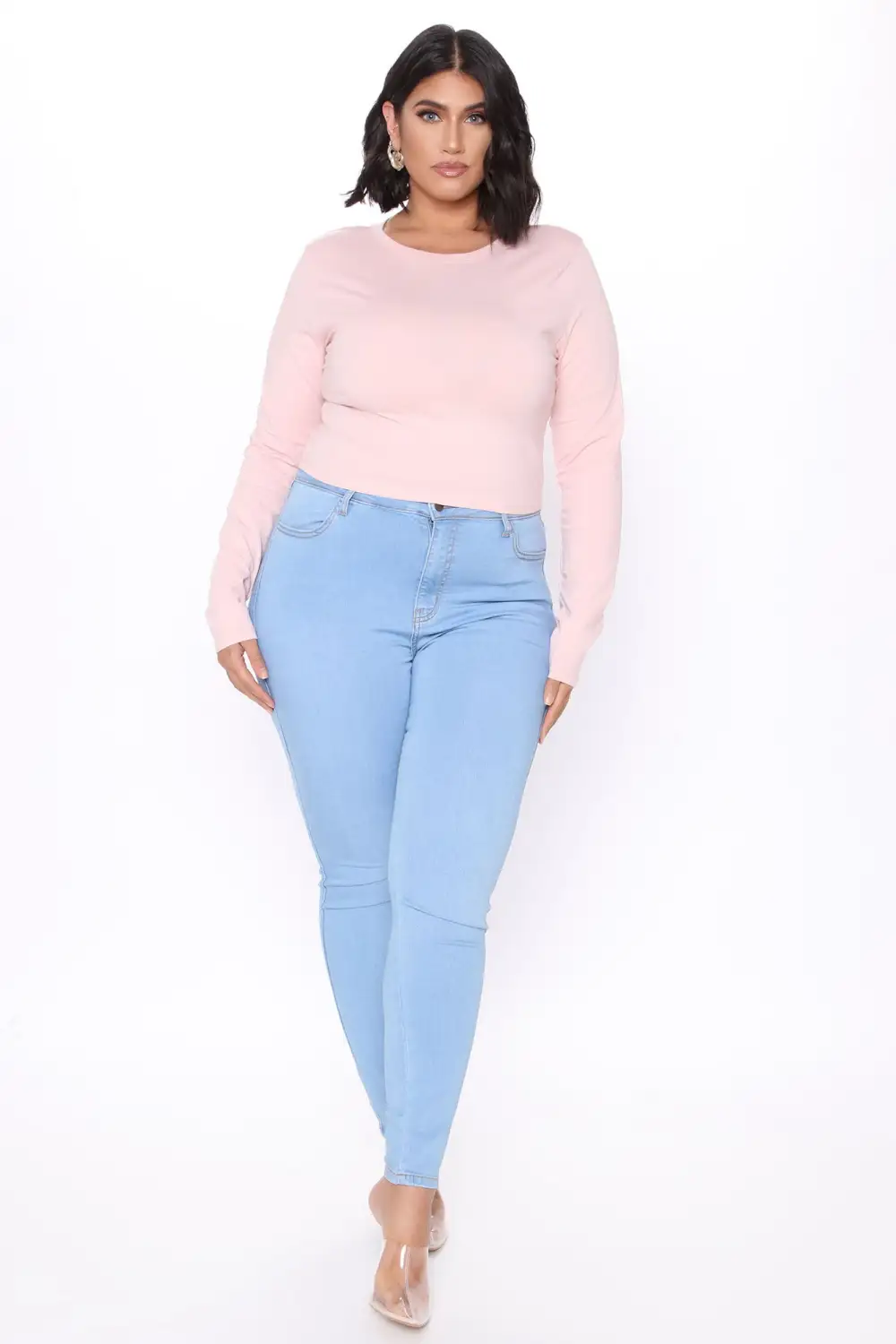 Classic Mid Rise Skinny Jeans - Light Blue Wash-Aldronix