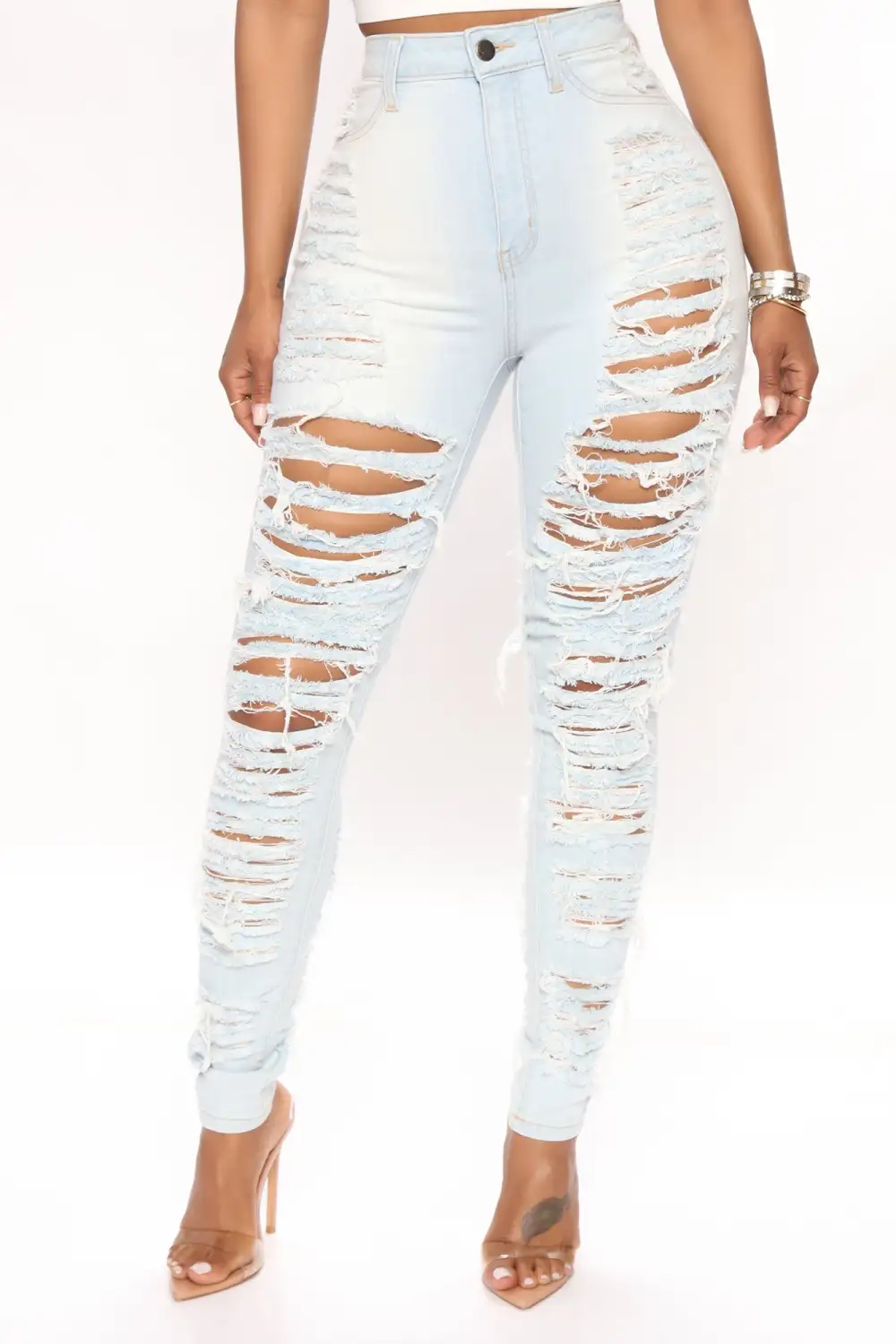 Caught In Your Love Distressed Jeans - Light Blue Wash-Aldronix