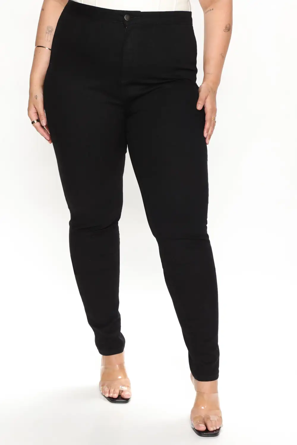 Tall Super High Waist Denim Skinnies - Black-Aldronix