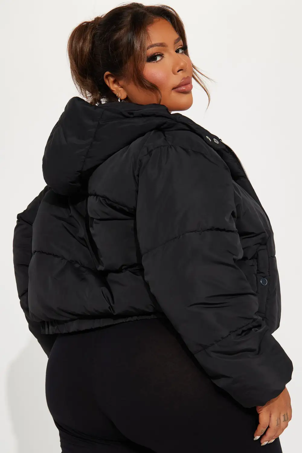 Can't Be Beat Cropped Puffer Jacket - Black-Aldronix