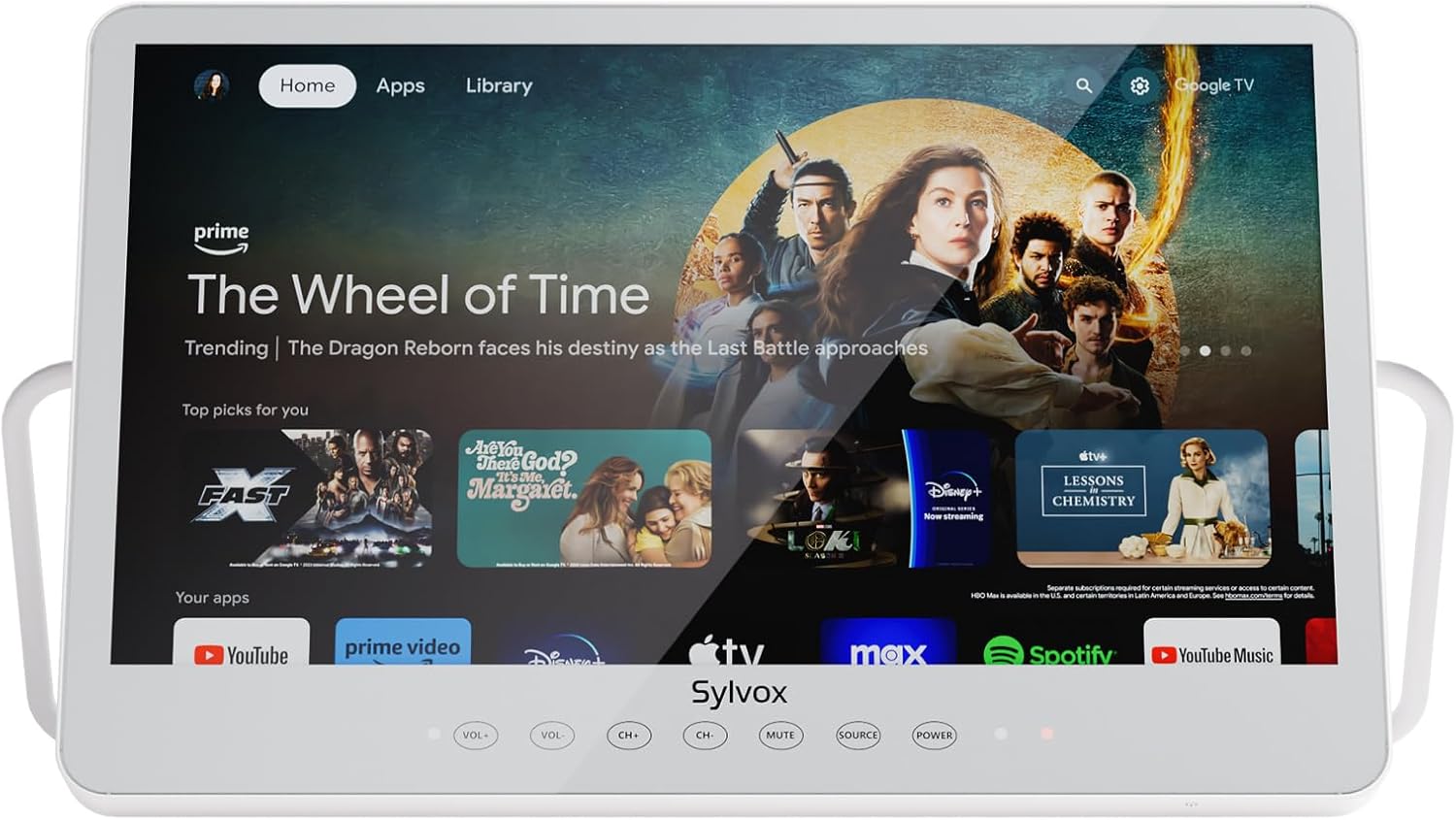 SYLVOX 15.6" 1080P Smart Portable TV, 10000mAh Battery (4-6H Play Time), IP66 Waterproof, Voice Assistant, WiFi Bluetooth, 360° Rotating Kickstand-Aldronix