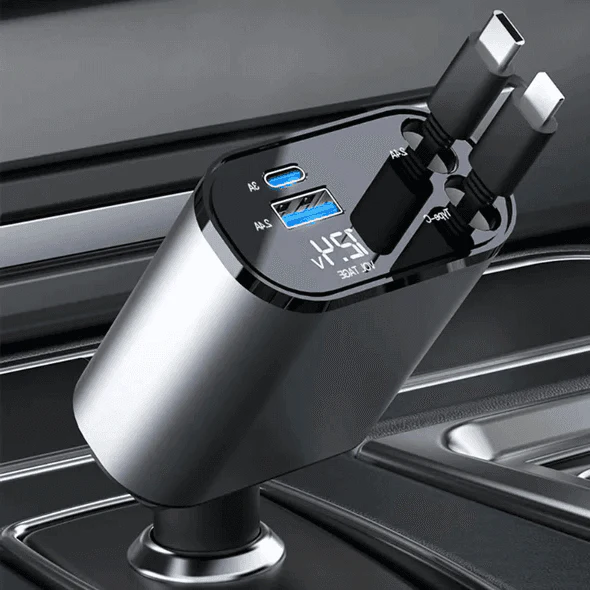 4 In 1 Retractable Car Charger-Aldronix