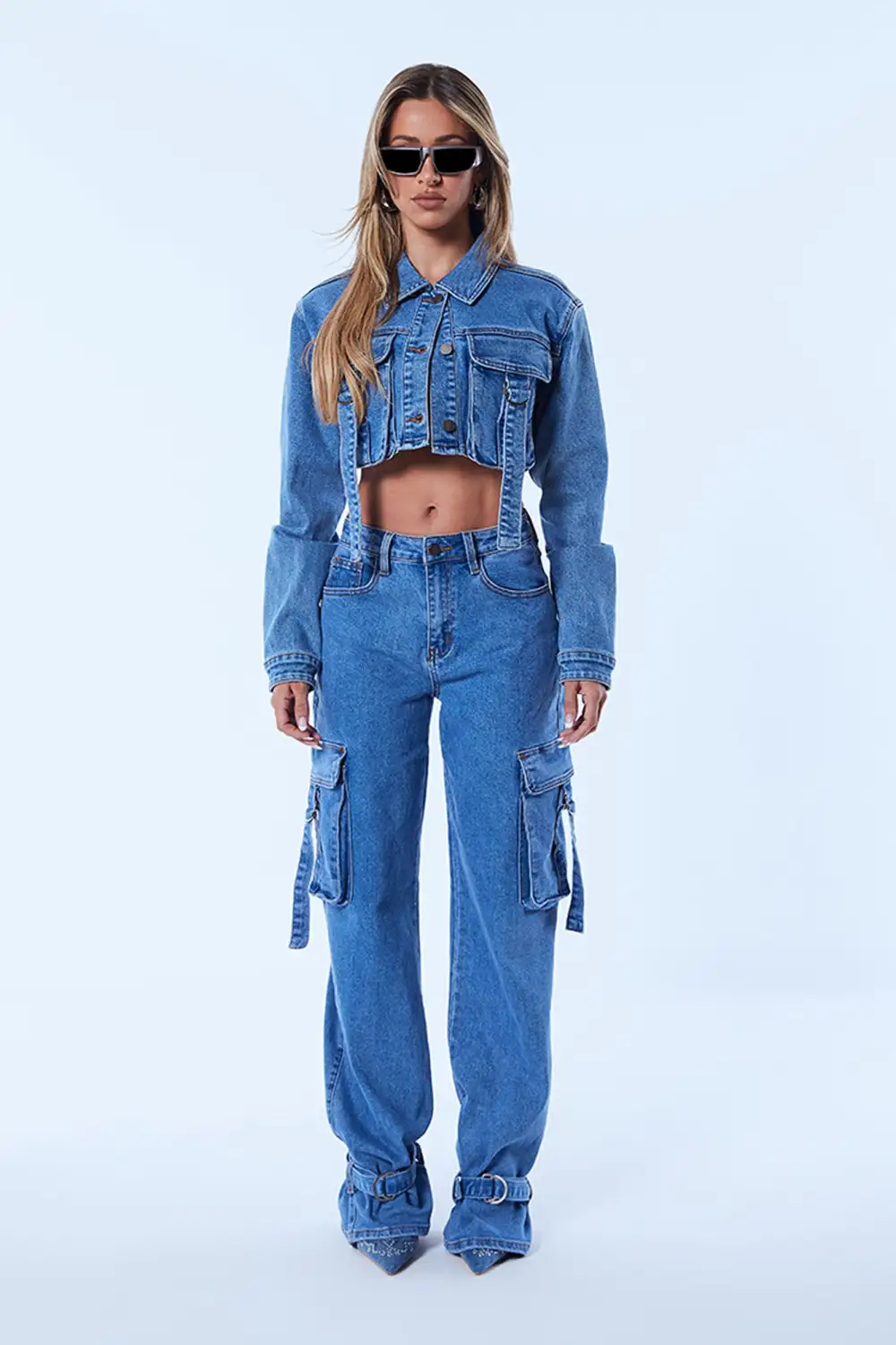 Love Hurts Cargo Denim Jacket - Medium Blue Wash-Aldronix