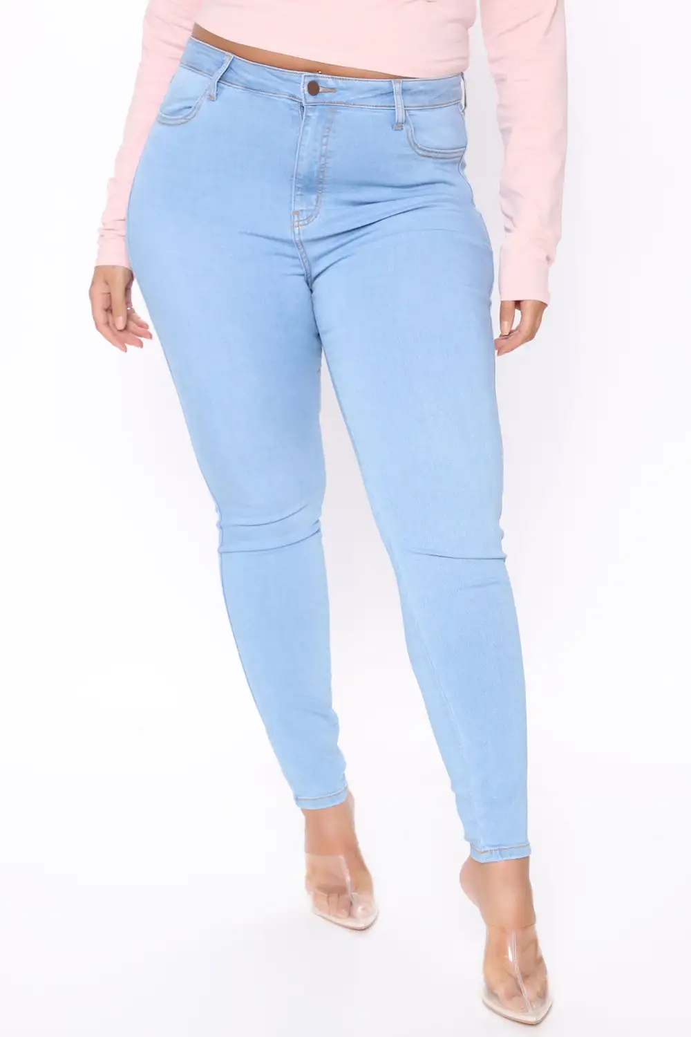 Classic Mid Rise Skinny Jeans - Light Blue Wash-Aldronix