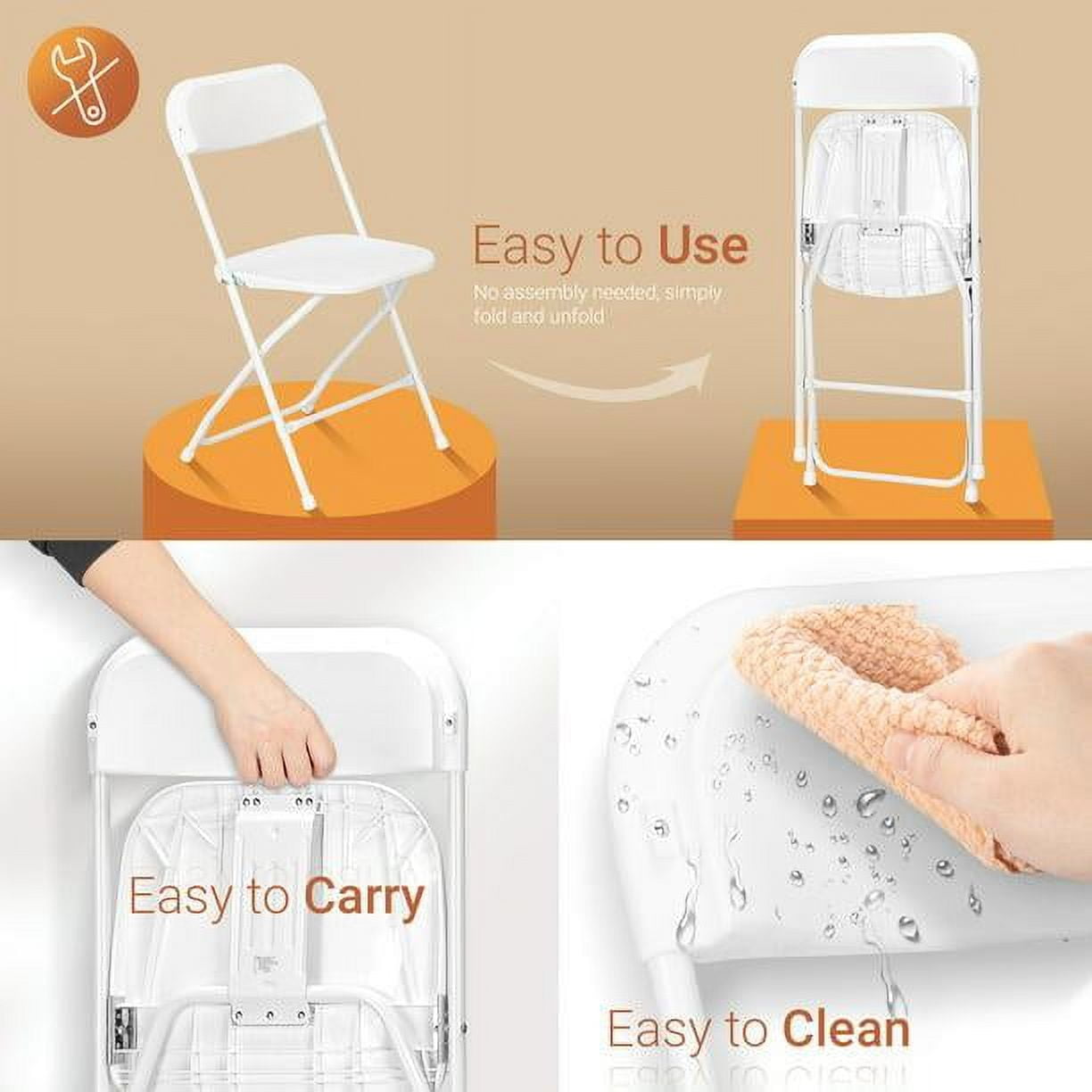 10 Pcs Folding Chairs for Wedding, Commercial Activities, White-Aldronix