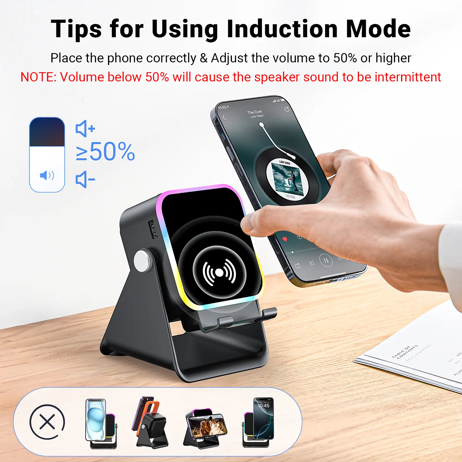 PUTARE 5-in-1 wireless induction audio speaker stand product image 6