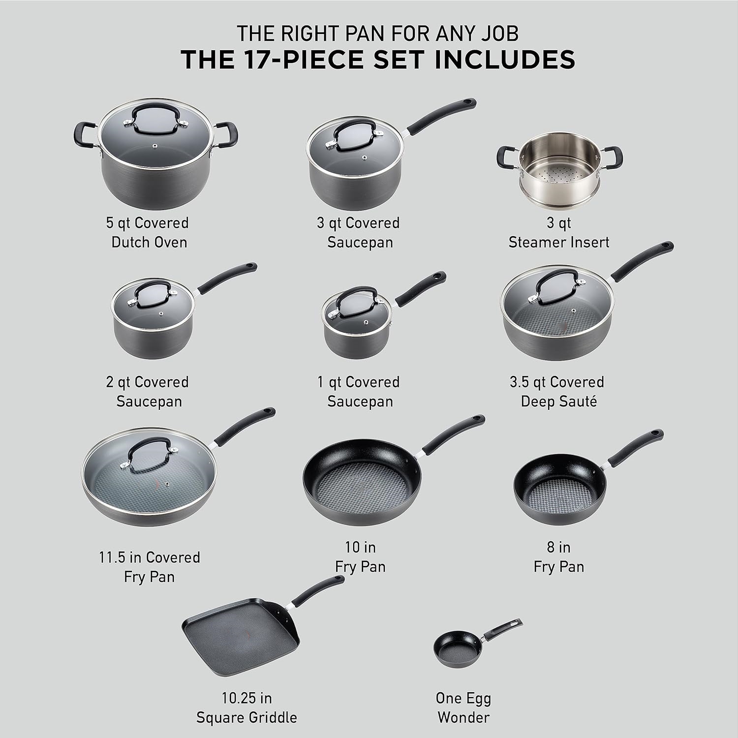 Ultimate Hard Anodized Nonstick Cookware Set 17 Piece-Aldronix