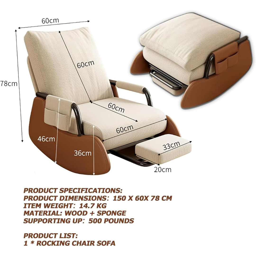Modern Rocking Chair with Footstool-Aldronix