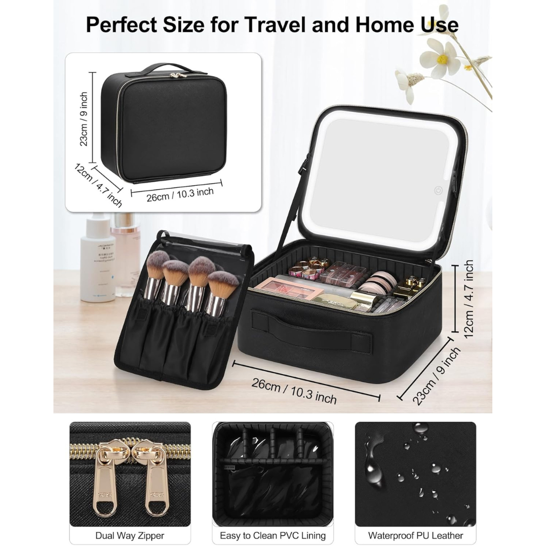 Makeup Bag with LED Mirror-Aldronix