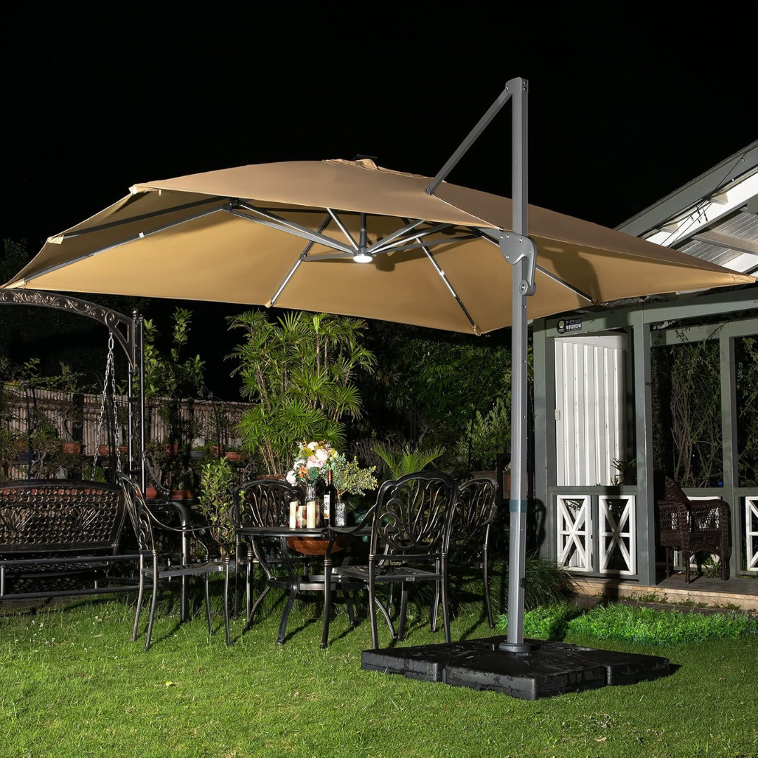 LED Solar Patio Umbrella -360°Rotation-Aldronix