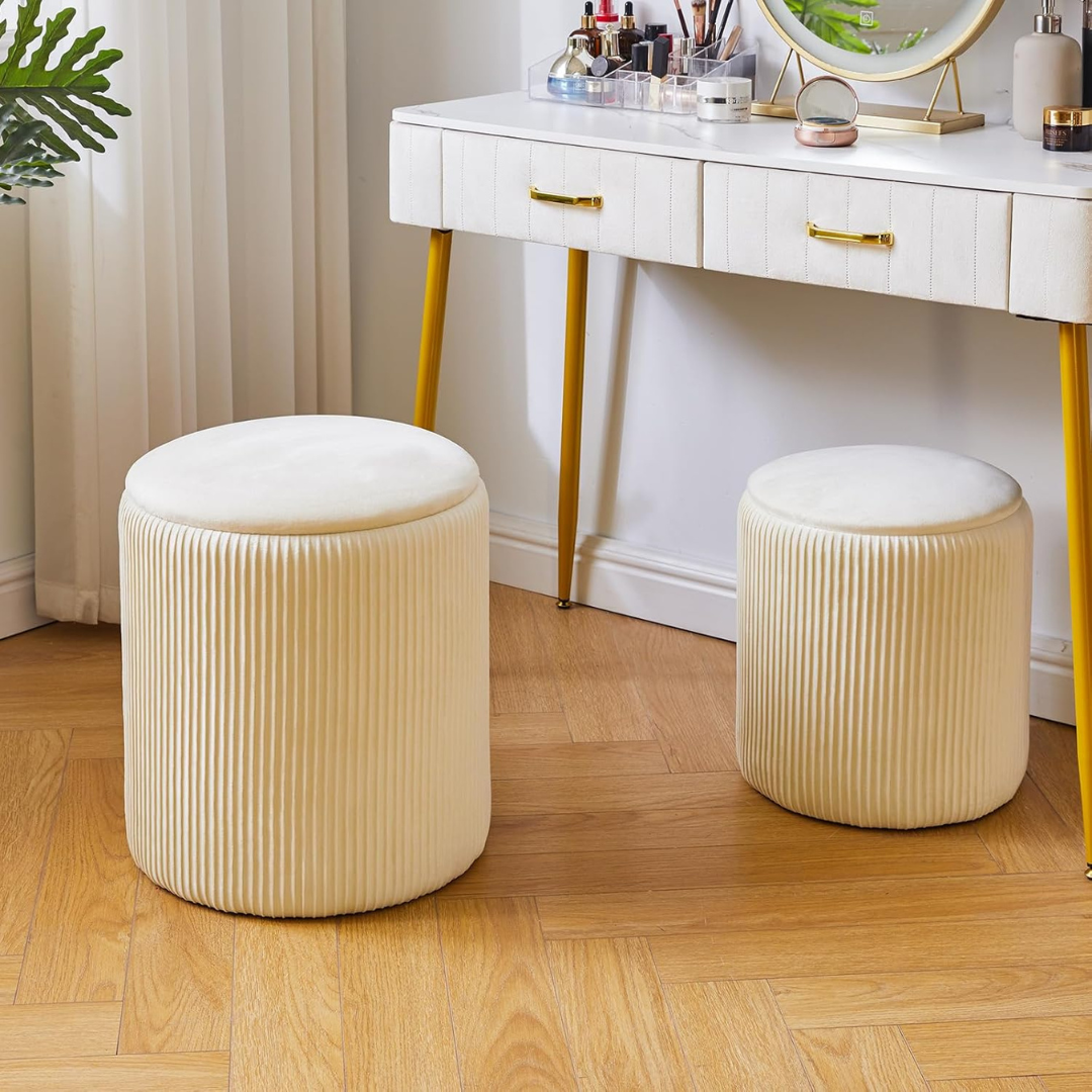 Set of 2 Round Ottoman with Storage-Aldronix