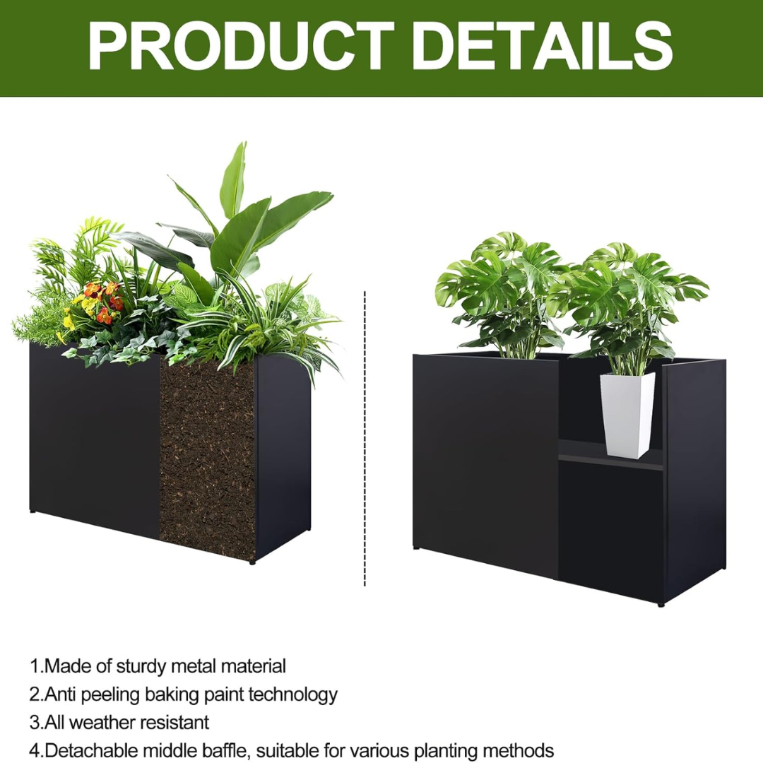 Galvanized Steel Planter with  Plants-Aldronix