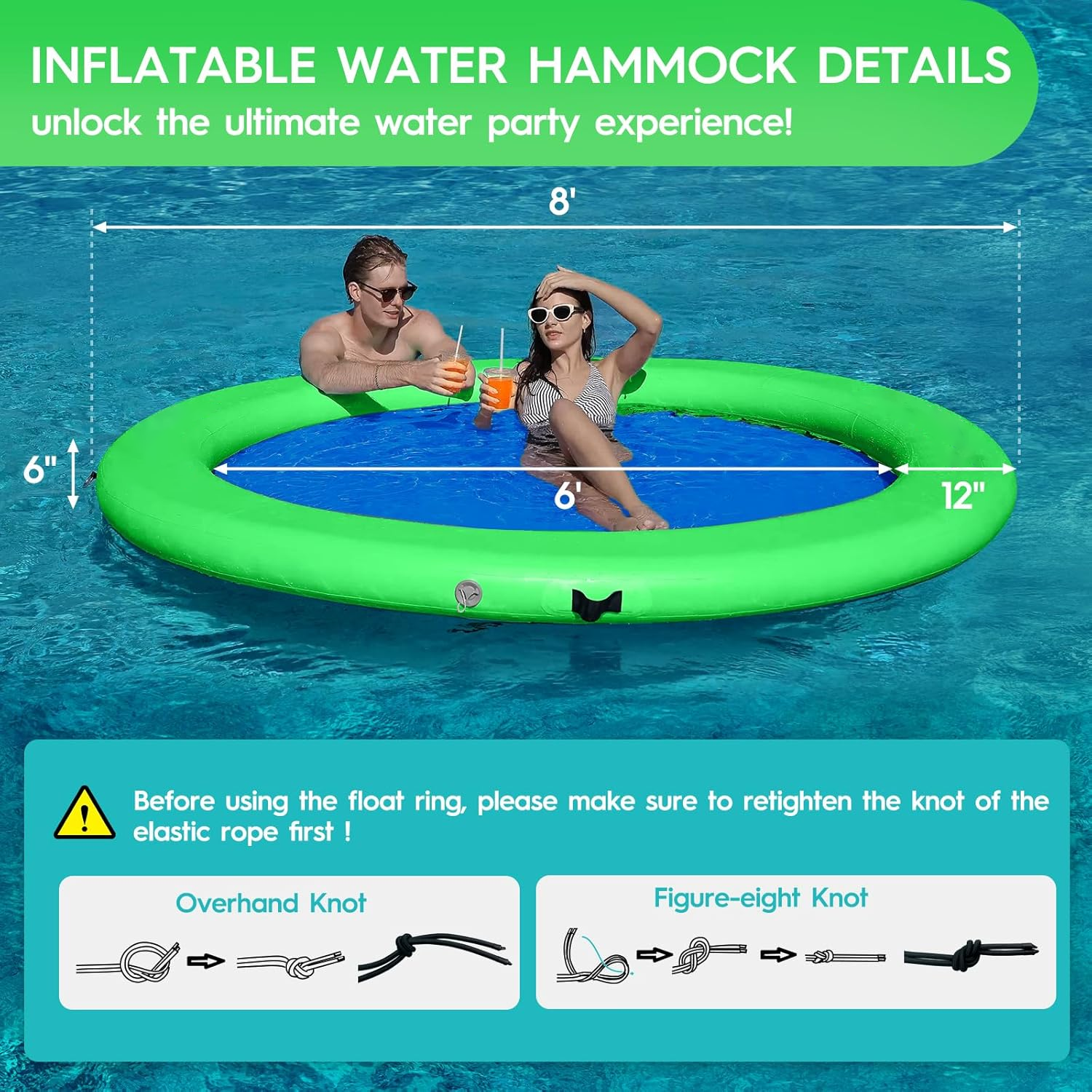 Inflatable 8ft Floating Water Hammock Platform-Aldronix