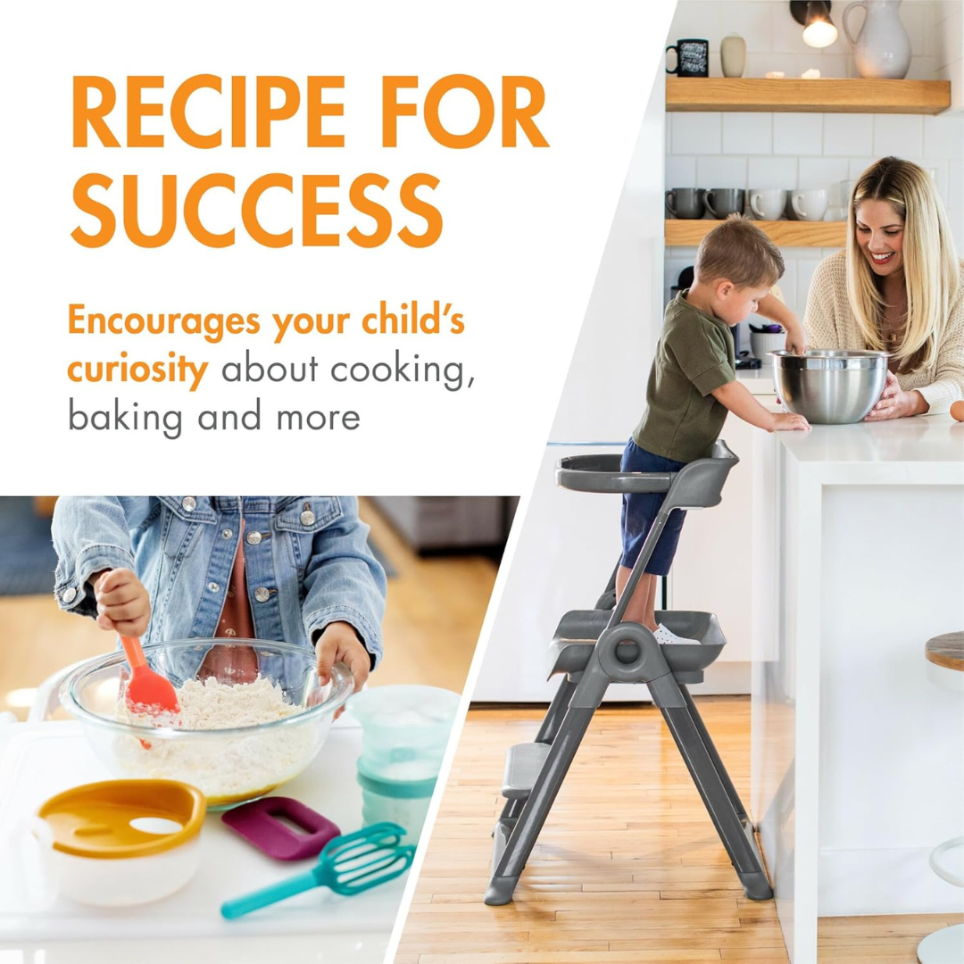 Kids Cooking Set and Folding Step Stool-Aldronix
