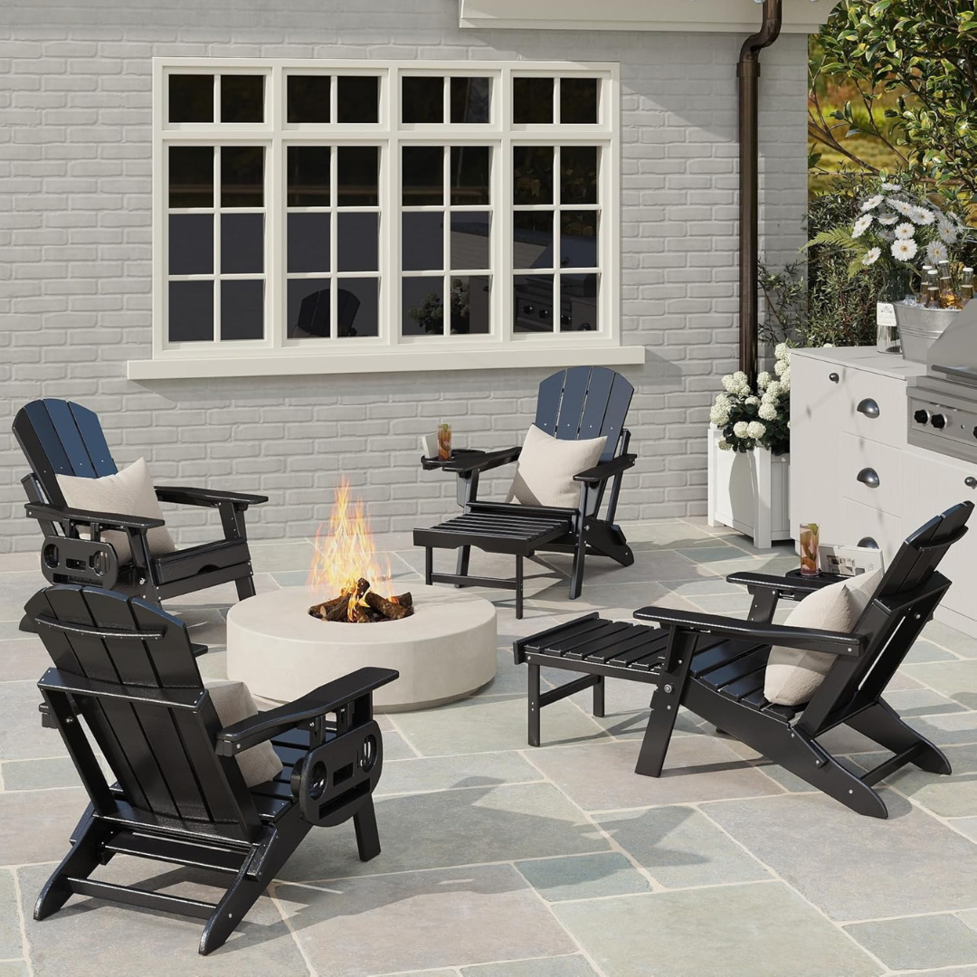 Adirondack Chair with Retractable Ottoman-Aldronix