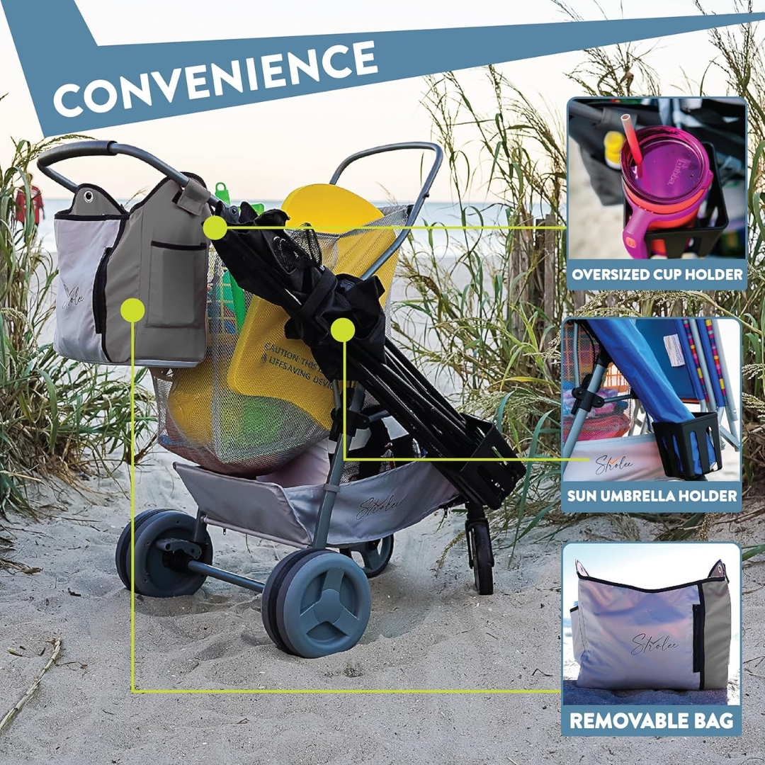 Wheeled Collapsible Beach Cart for Soft Sand, Fishing, Camping & Garden-Aldronix