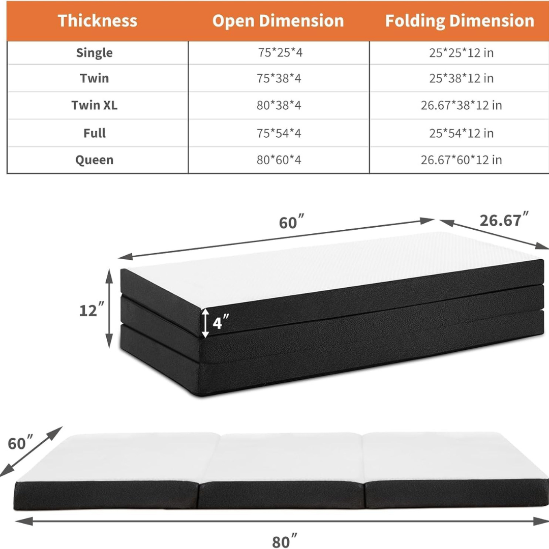 Tri-fold Memory Foam Topper-Aldronix