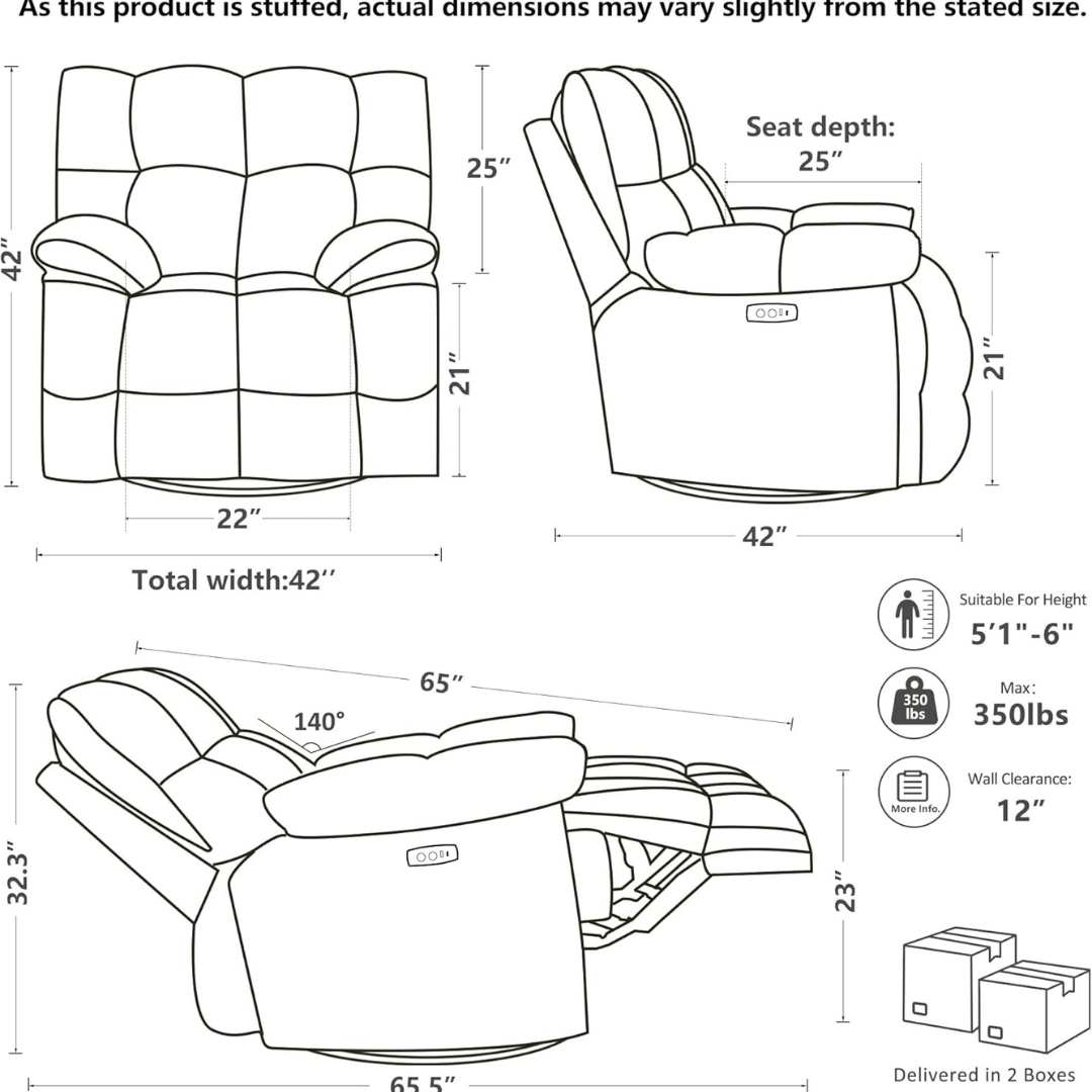 Super Comfy Overstuffed Extra Wide Rocking Recliners-Aldronix